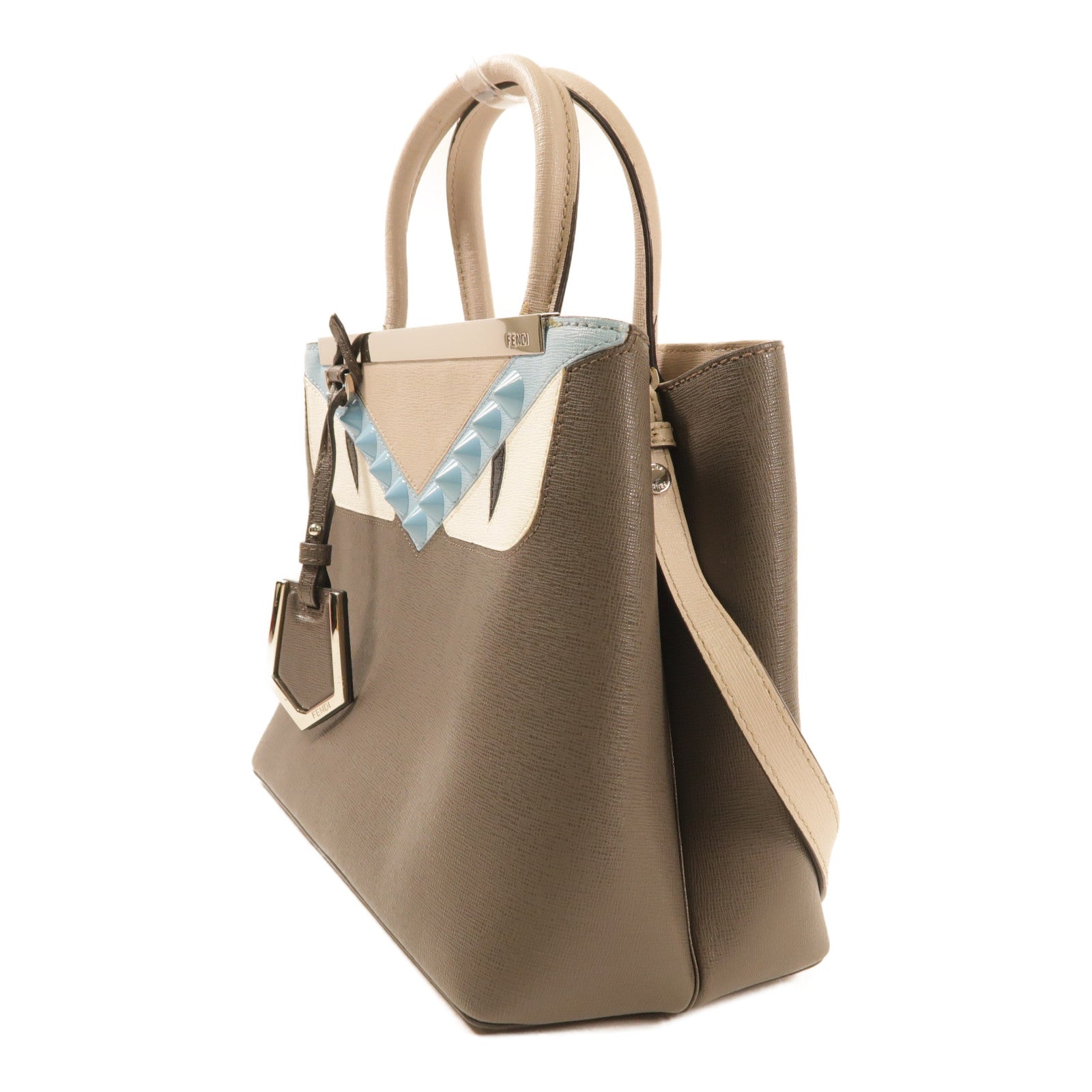 FENDI 【激減優惠】牛皮皮革Petite 2 Jours金扣手挽肩背兩用袋灰色