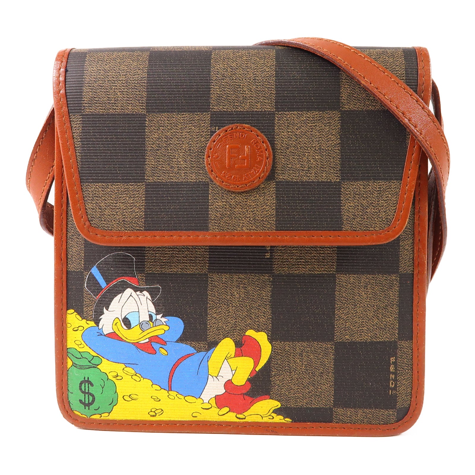 FENDI 【激減優惠】塗層帆布Vintage Shoulder Bag銀扣肩背袋