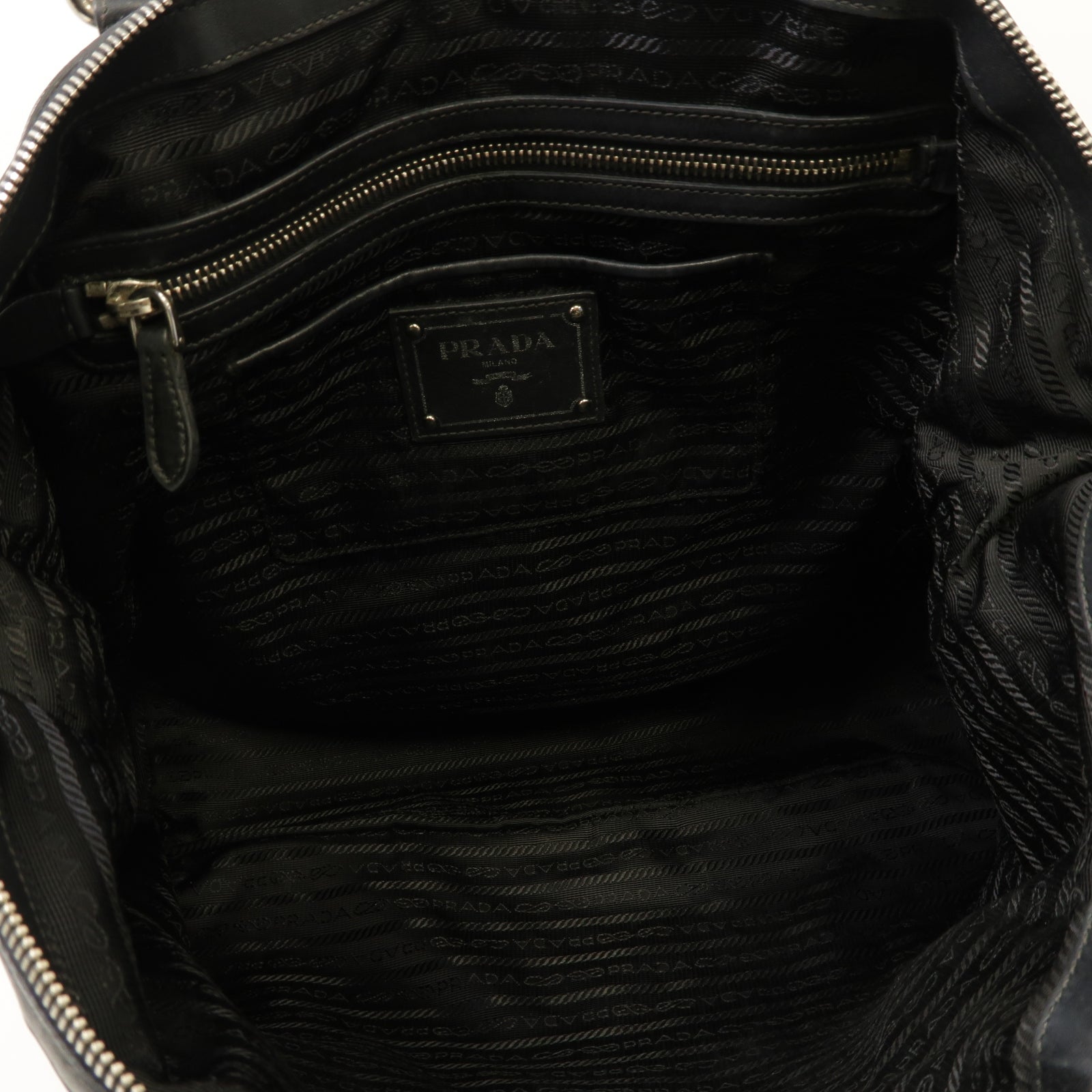 PRADA 尼龍2way Shoulder Bag銀扣手挽肩背兩用袋黑色