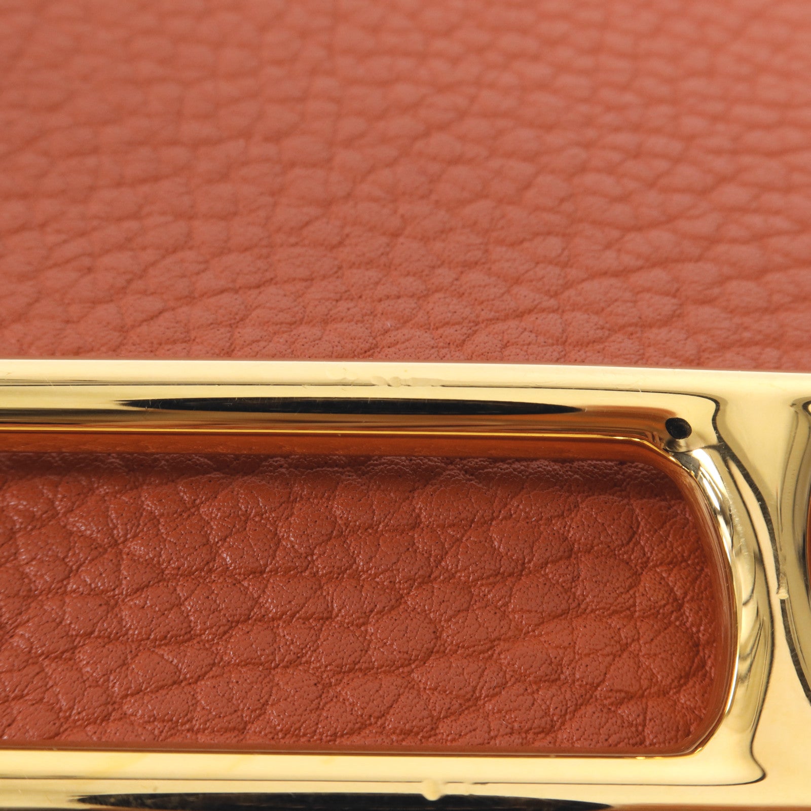 HERMES Clemence皮革Roulis 23金扣肩背袋Sanguine