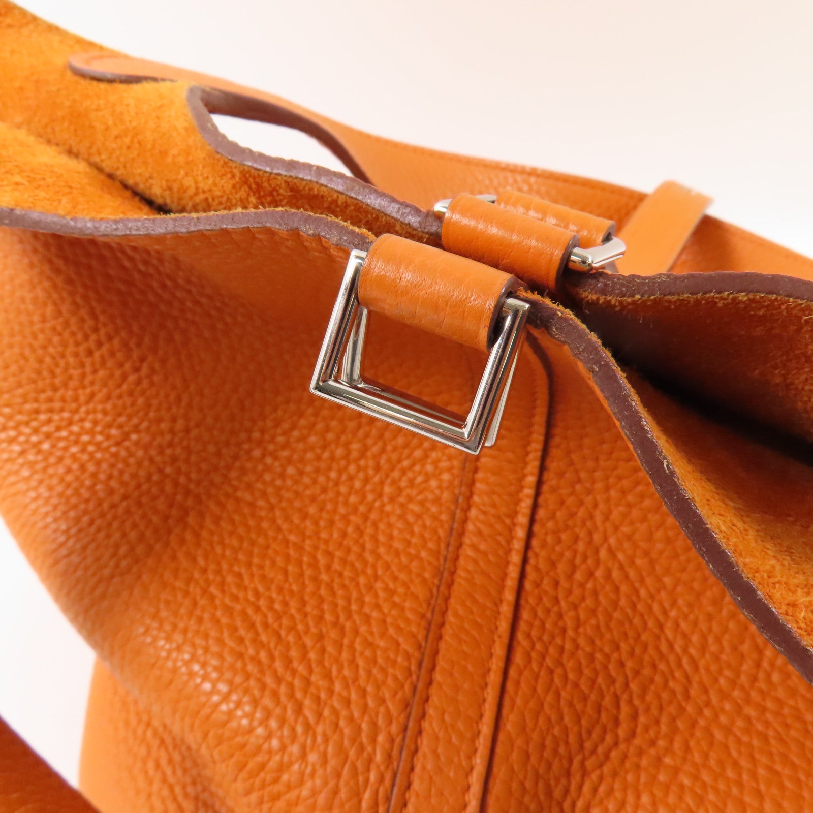 HERMES Clemence皮革Picotin MM手挽袋Orange