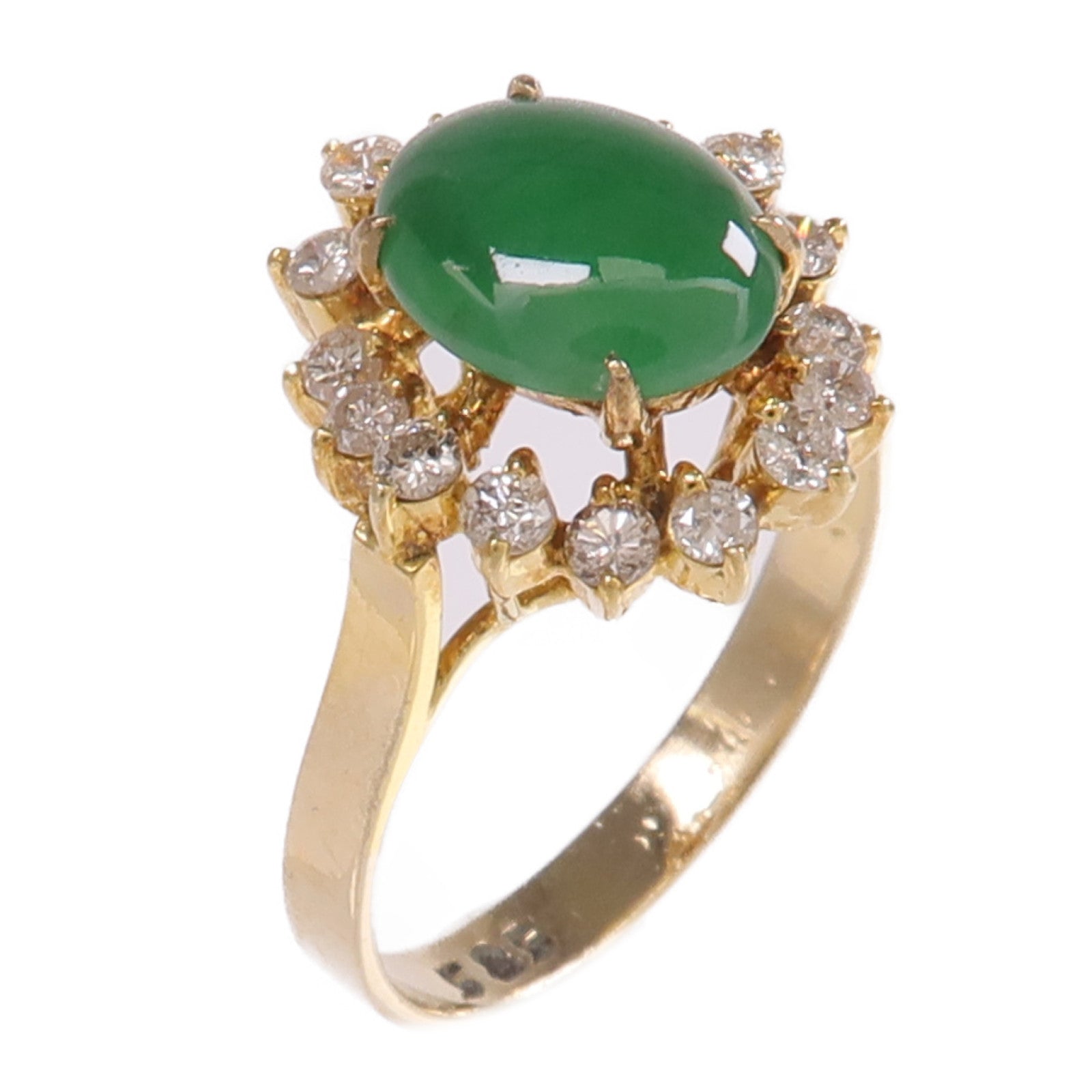 JEWELRY 【激減優惠】14K黃金Jade Diamond Ring翡翠/鑽石戒指US#3.75