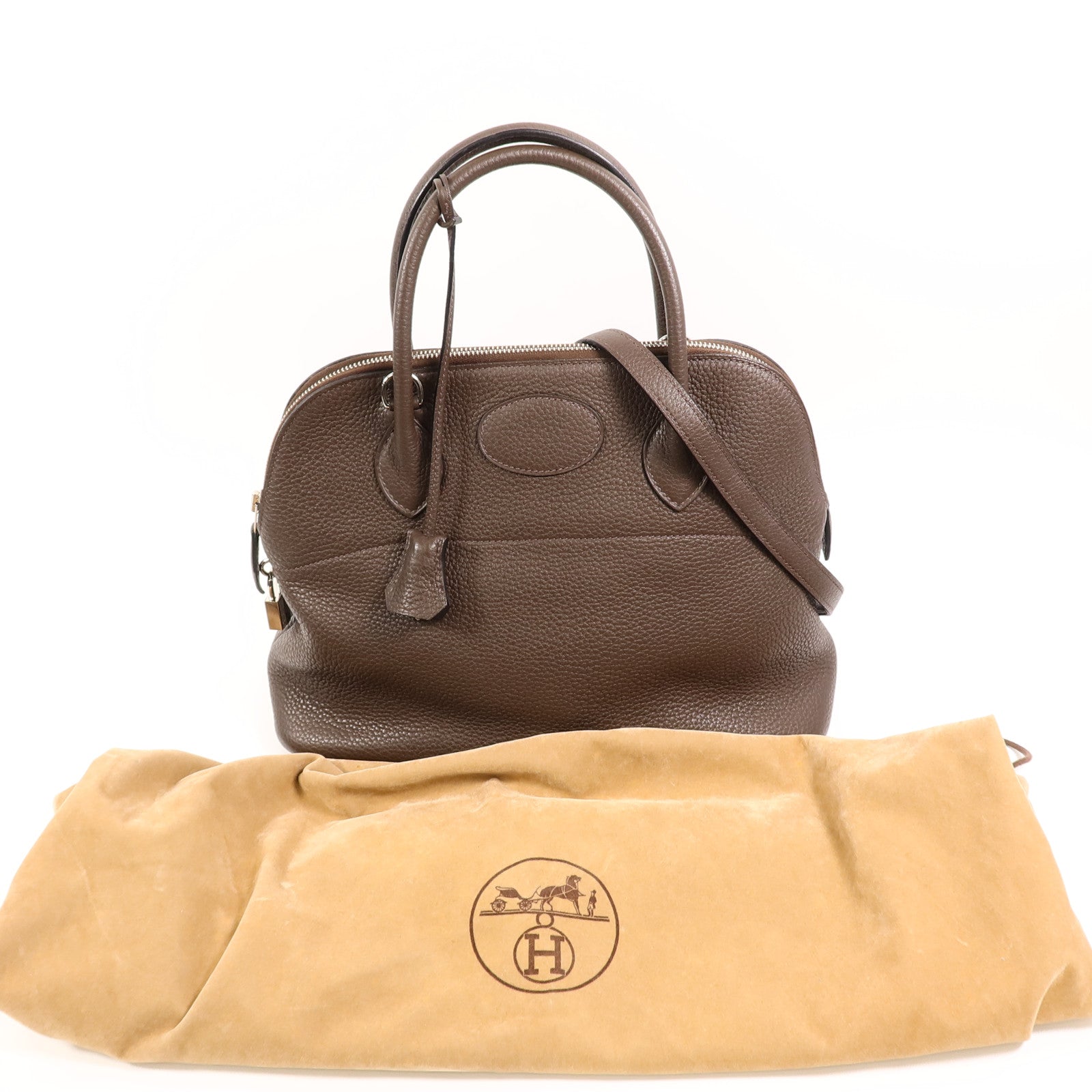 HERMES Togo皮革Bolide 31手挽肩背兩用袋Chocolat
