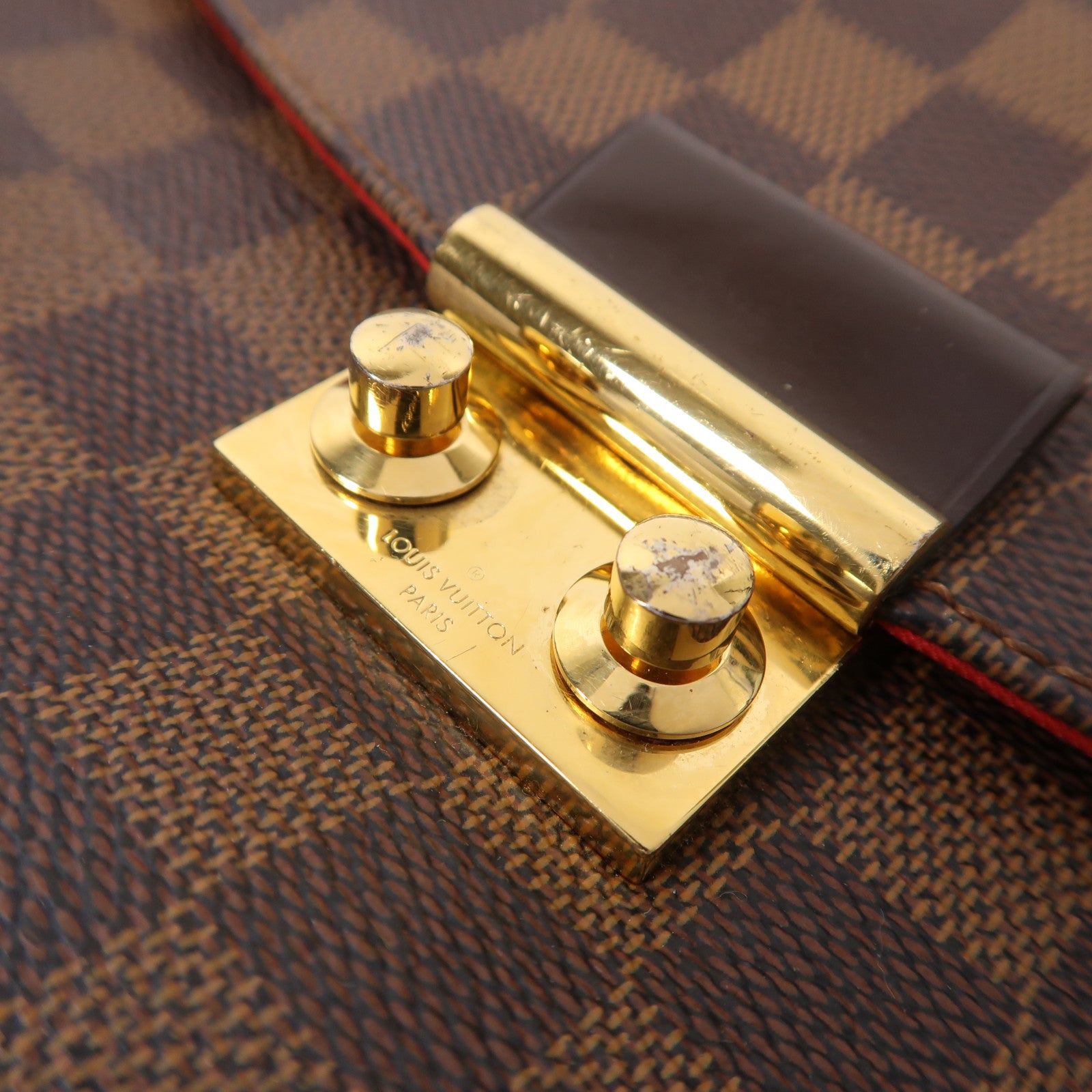 LOUIS VUITTON Damier Croisette金扣手挽肩背兩用袋