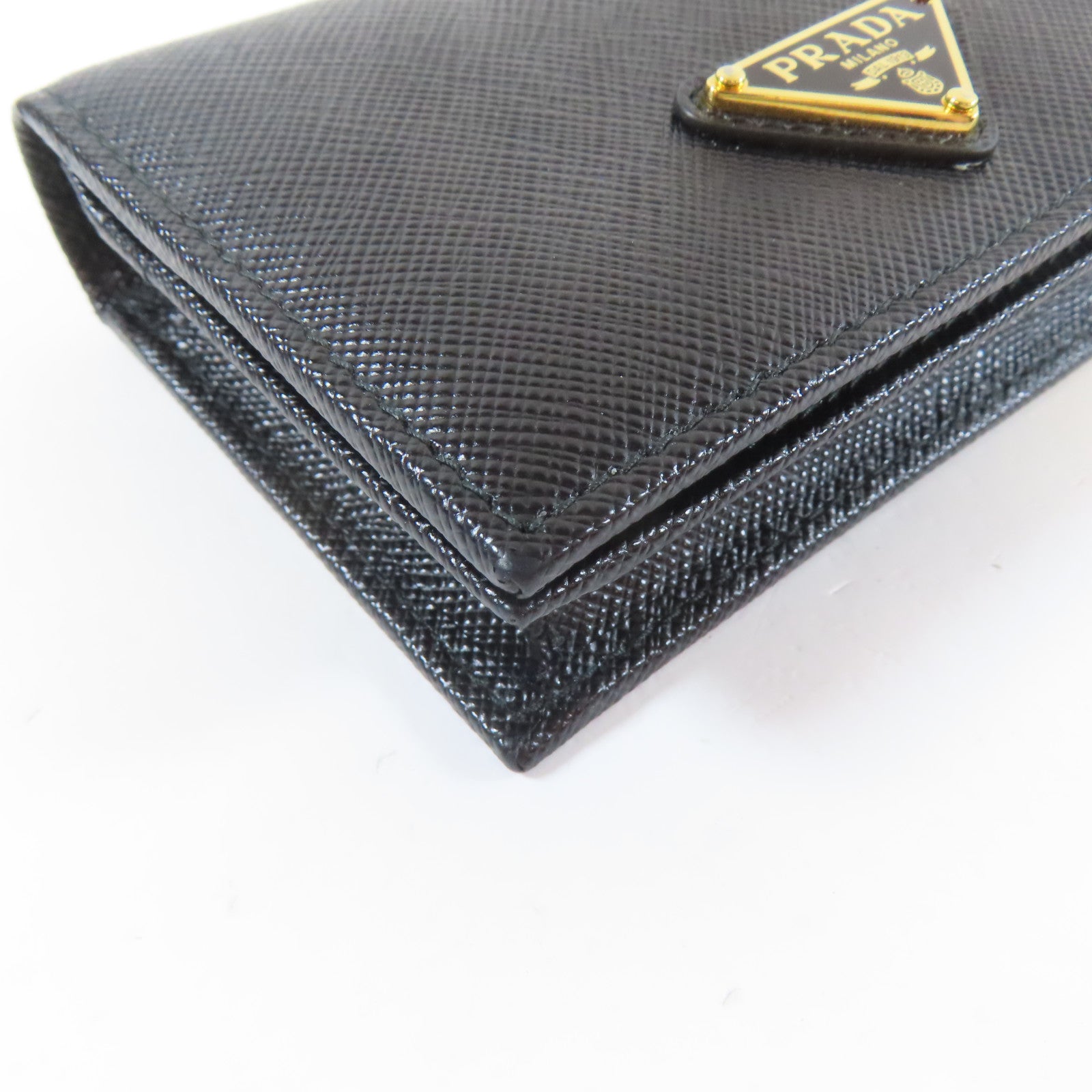 PRADA 牛皮皮革Small Wallet折叠錢包黑色