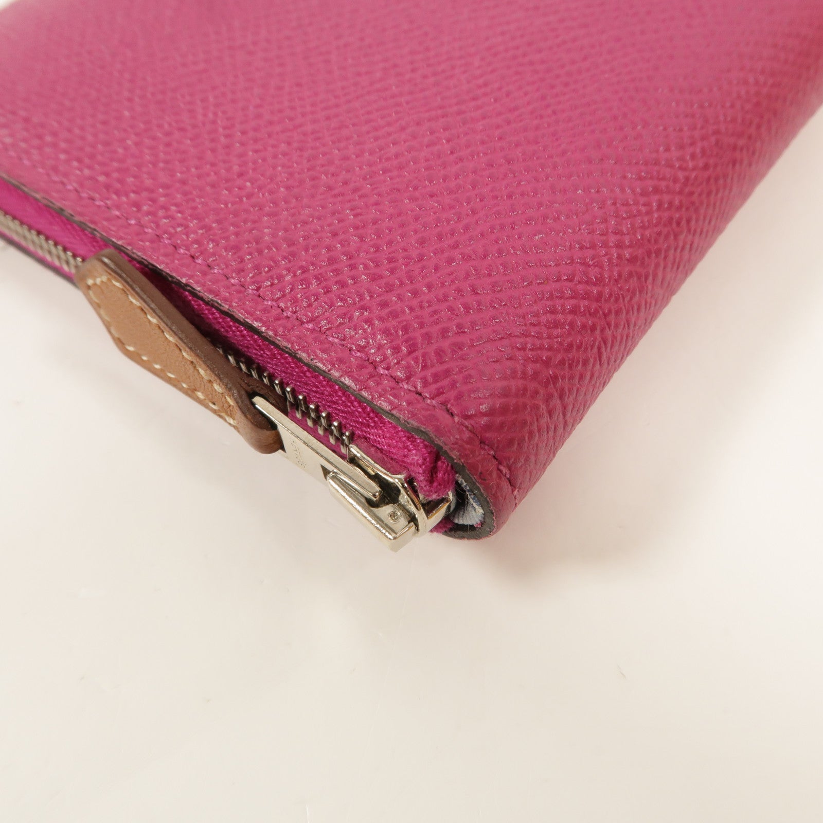HERMES Epsom皮革Silk In Compact Wallet錢包Rose Pourpre