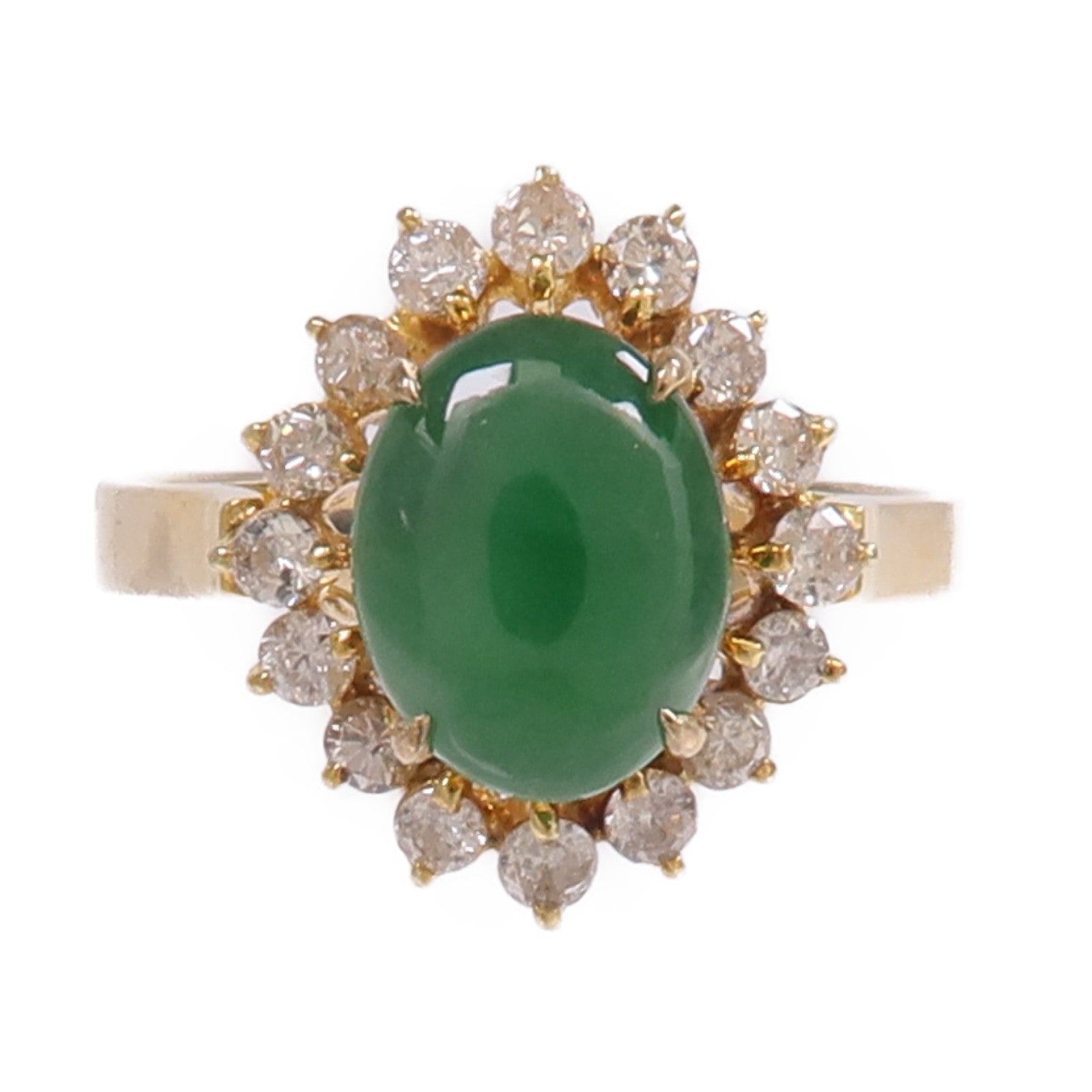JEWELRY 【激減優惠】14K黃金Jade Diamond Ring翡翠/鑽石戒指US#3.75