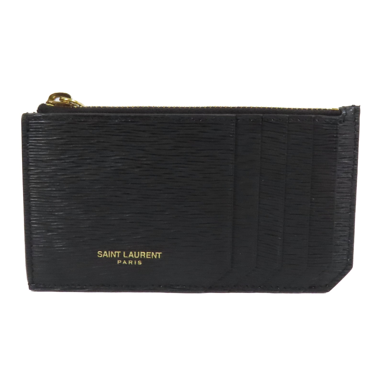 SAINT LAURENT 【激減優惠】牛皮皮革Zip Card Case金扣卡片套