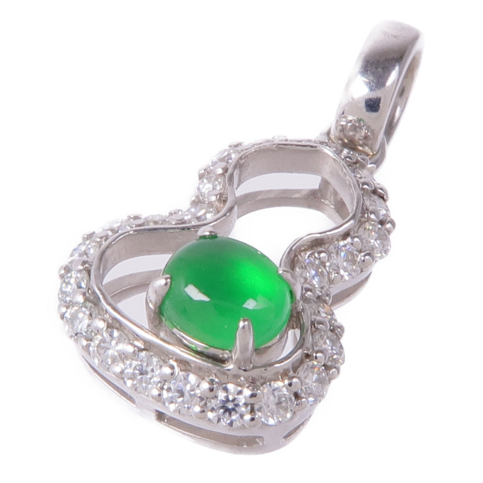 JEWELRY 18K白金Jade Pandent翡翠/鑽石吊墜