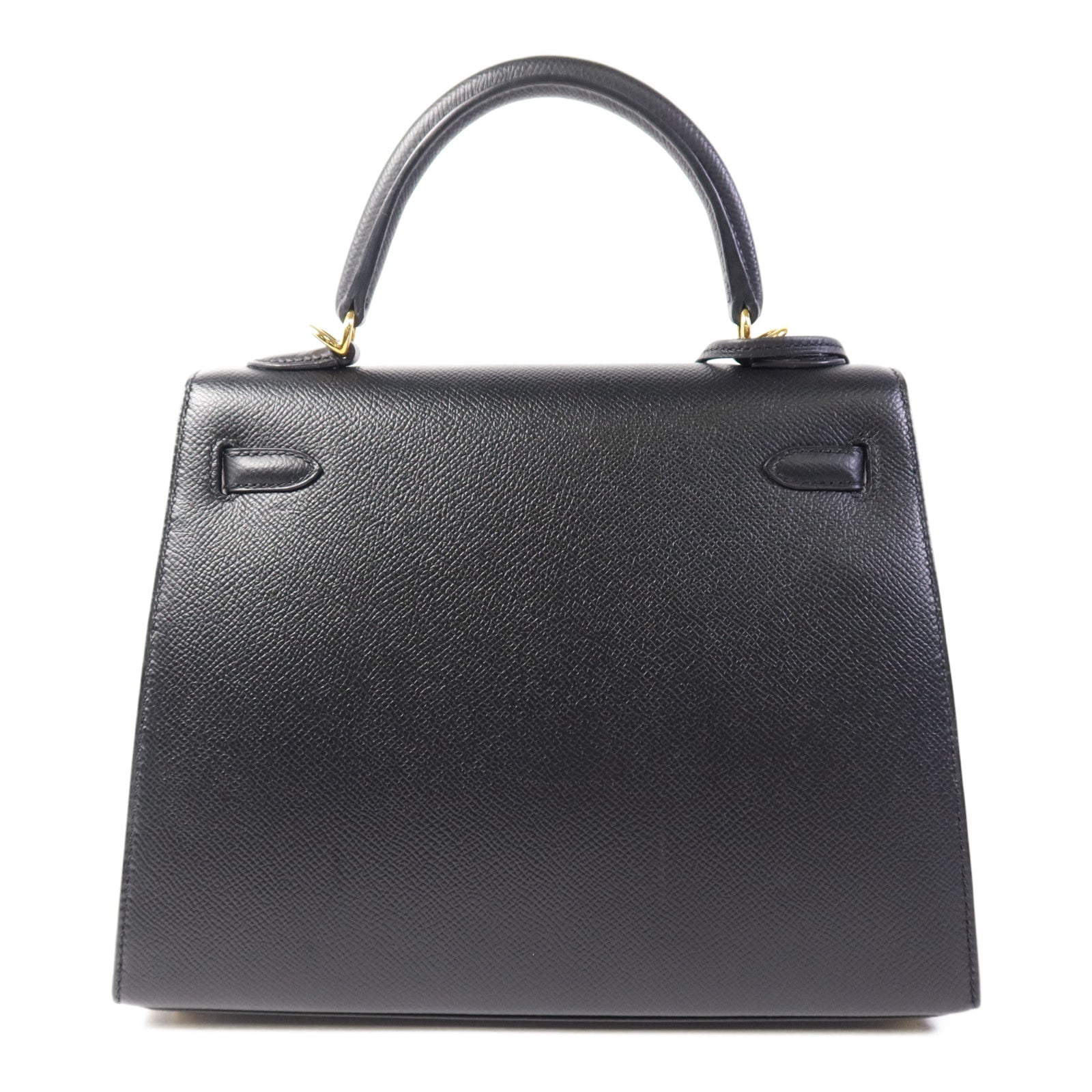 HERMES Epsom皮革Kelly 25金扣手挽肩背兩用袋Noir