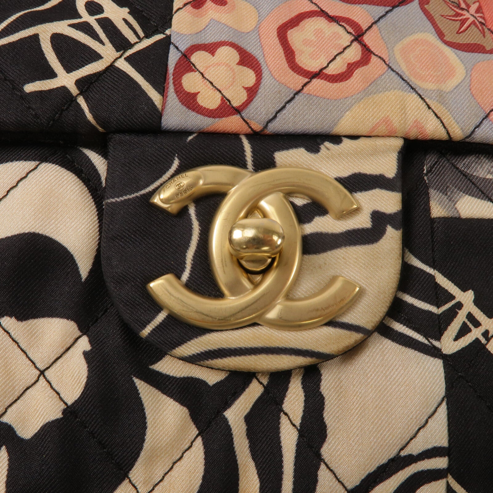 CHANEL 棉布Patchwork Flap鏈帶肩背袋