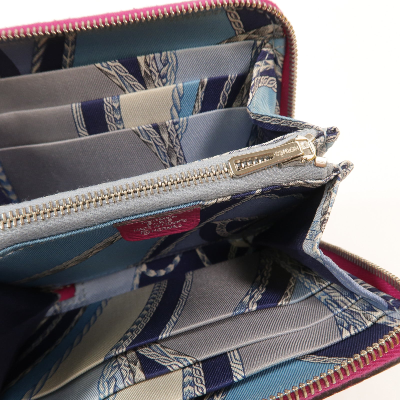 HERMES Epsom皮革Silk In Compact Wallet錢包Rose Pourpre