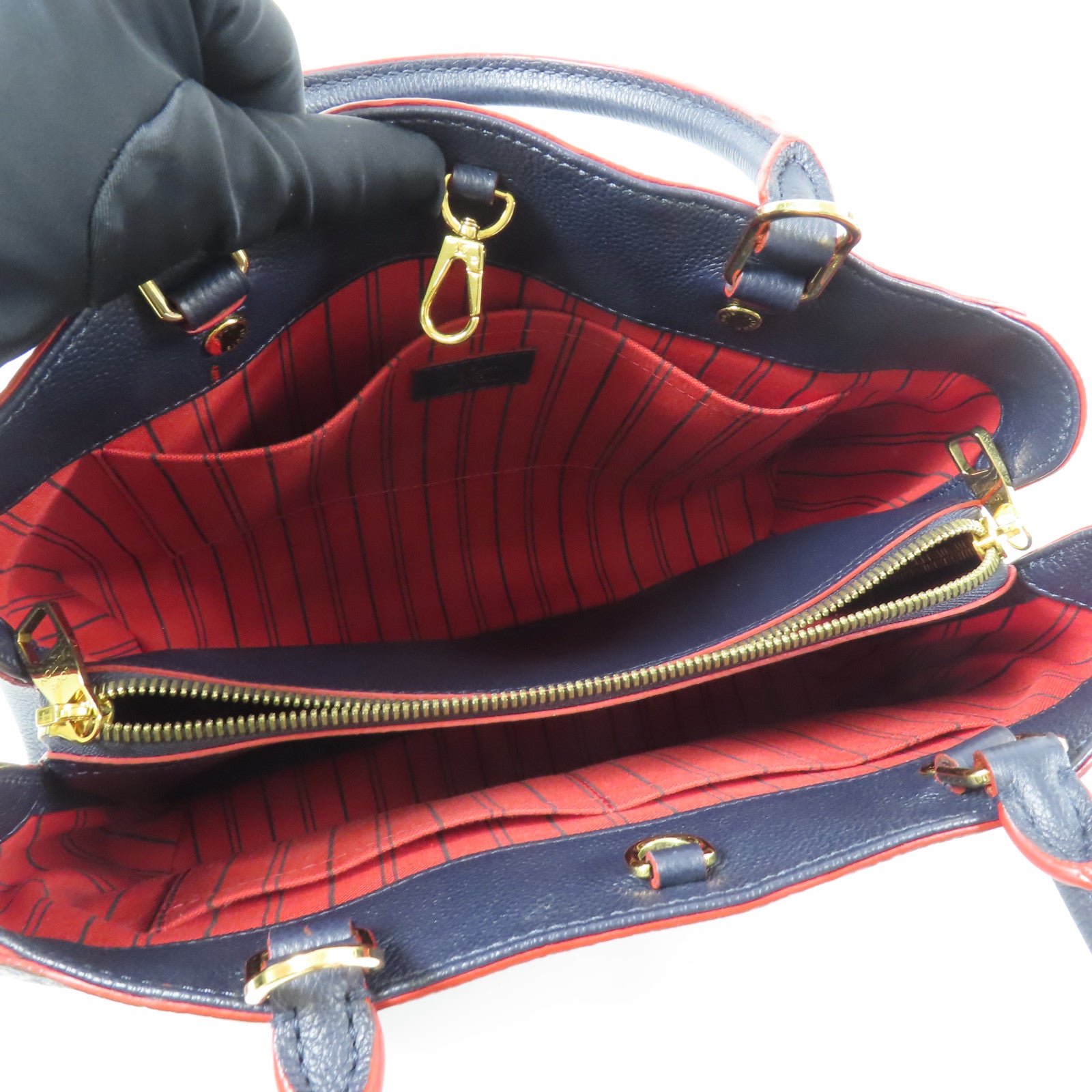 LOUIS VUITTON Monogram Empreinte Montaigne MM金扣手挽肩背兩用袋