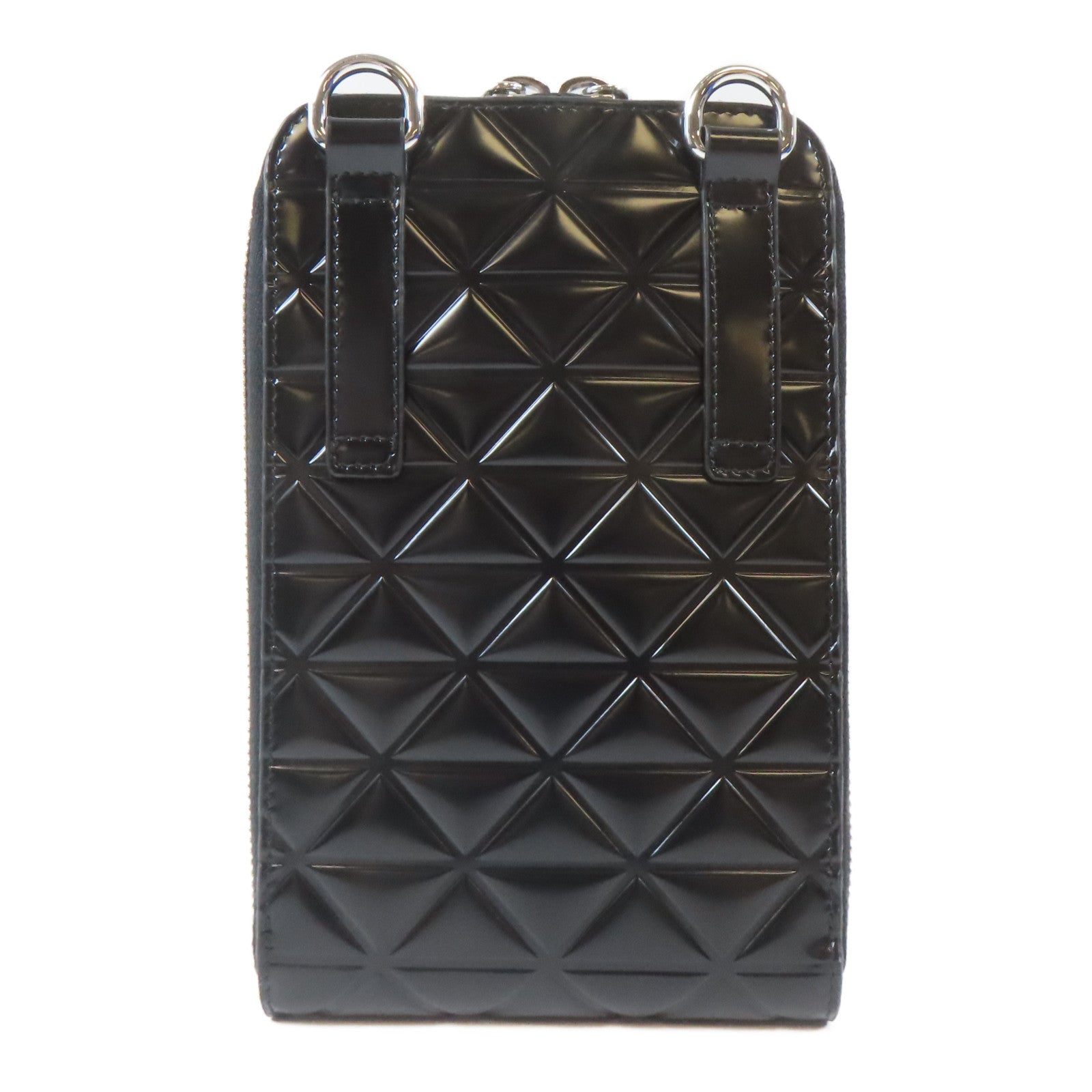 PRADA 【激減優惠】皮革Leather Phone Case Shoulder Bag銀扣肩背袋黑色