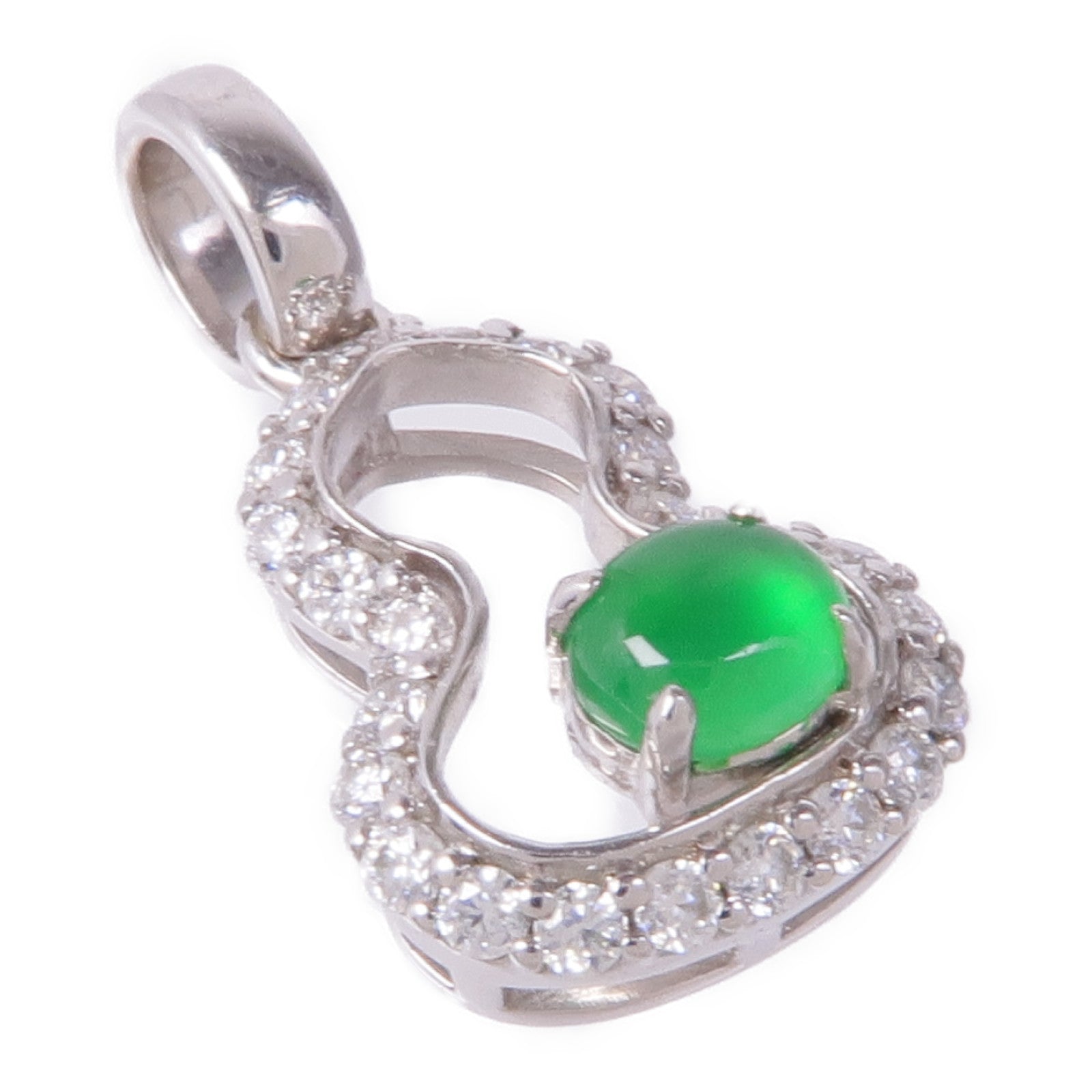 JEWELRY 18K白金Jade Pandent翡翠/鑽石吊墜