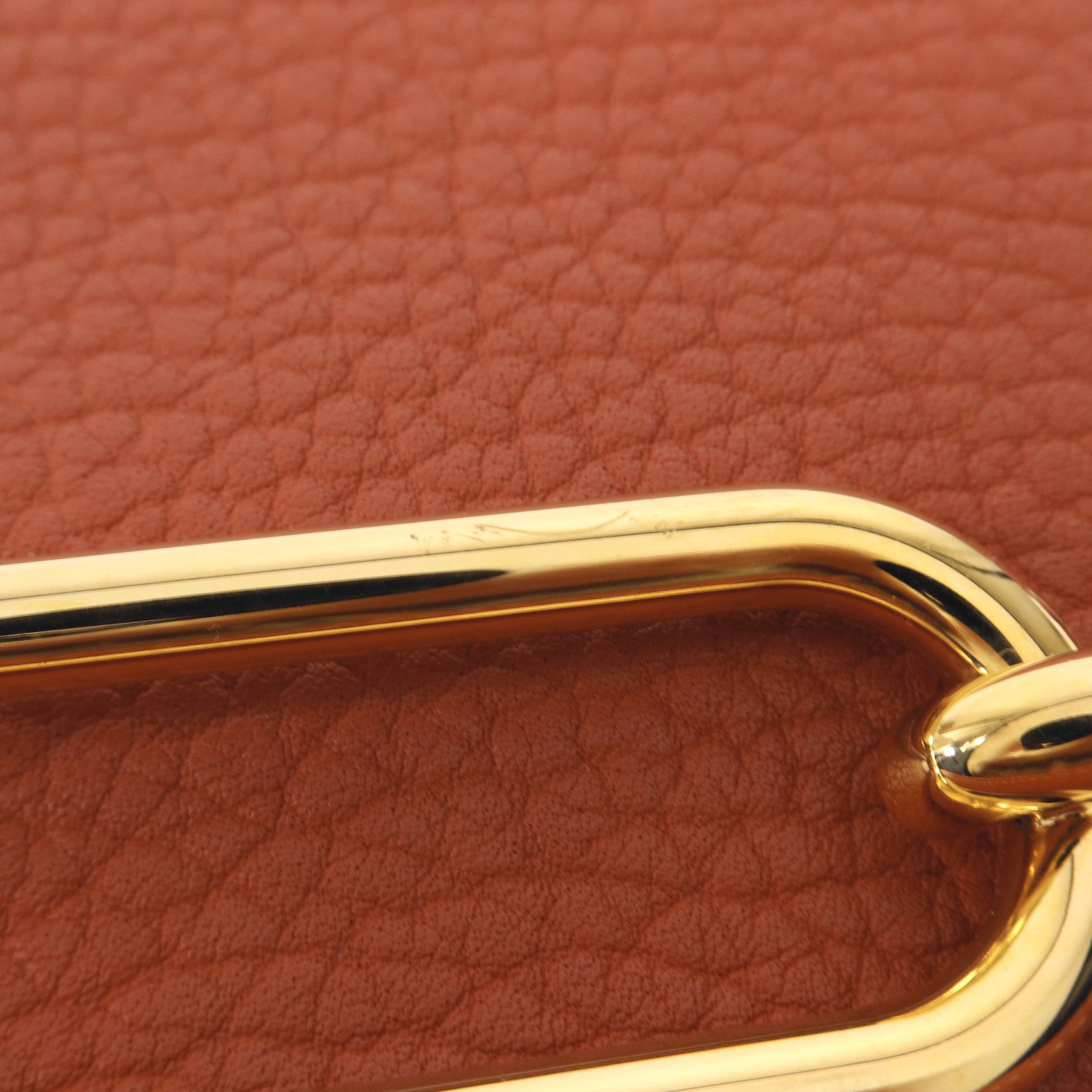 HERMES Clemence皮革Roulis 23金扣肩背袋Sanguine