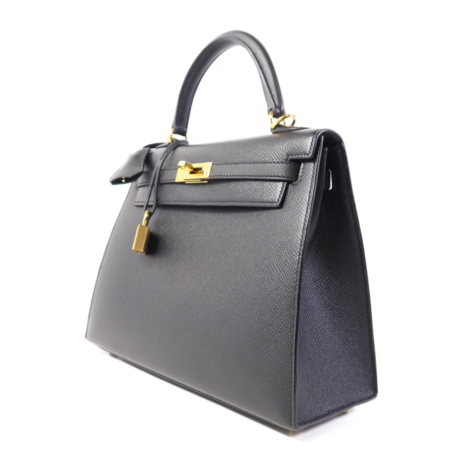 HERMES Epsom皮革Kelly 25金扣手挽肩背兩用袋Noir