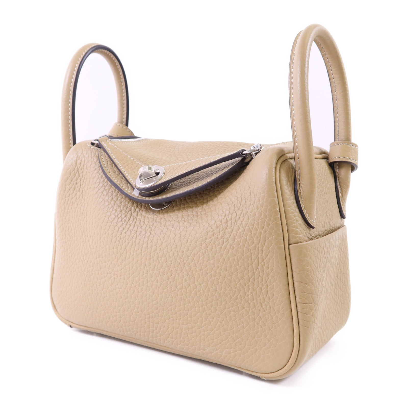 HERMES Clemence皮革Mini Lindy銀扣手挽肩背兩用袋Trench