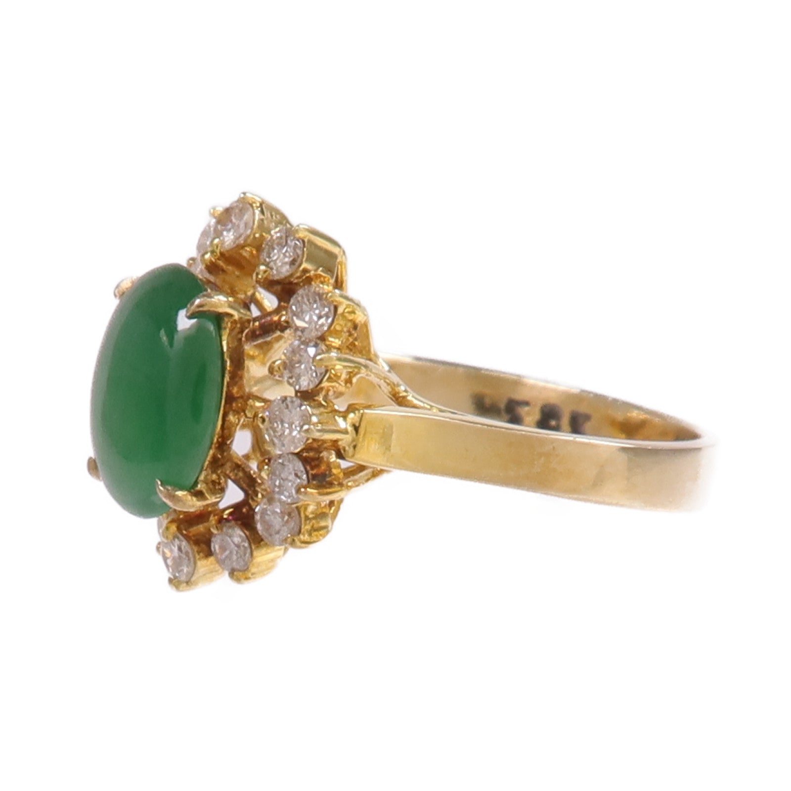 JEWELRY 【激減優惠】14K黃金Jade Diamond Ring翡翠/鑽石戒指US#3.75