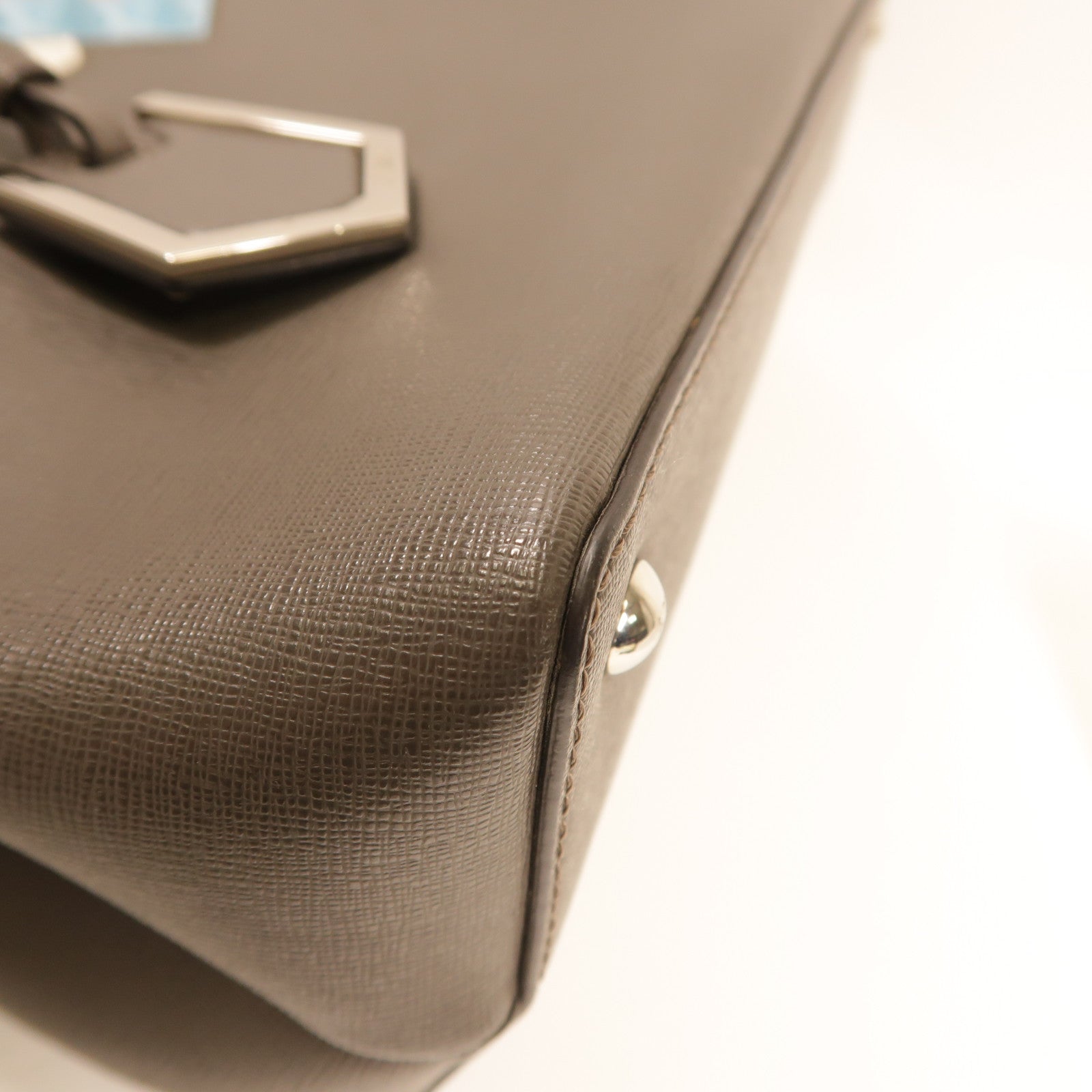 FENDI 【激減優惠】牛皮皮革Petite 2 Jours金扣手挽肩背兩用袋灰色