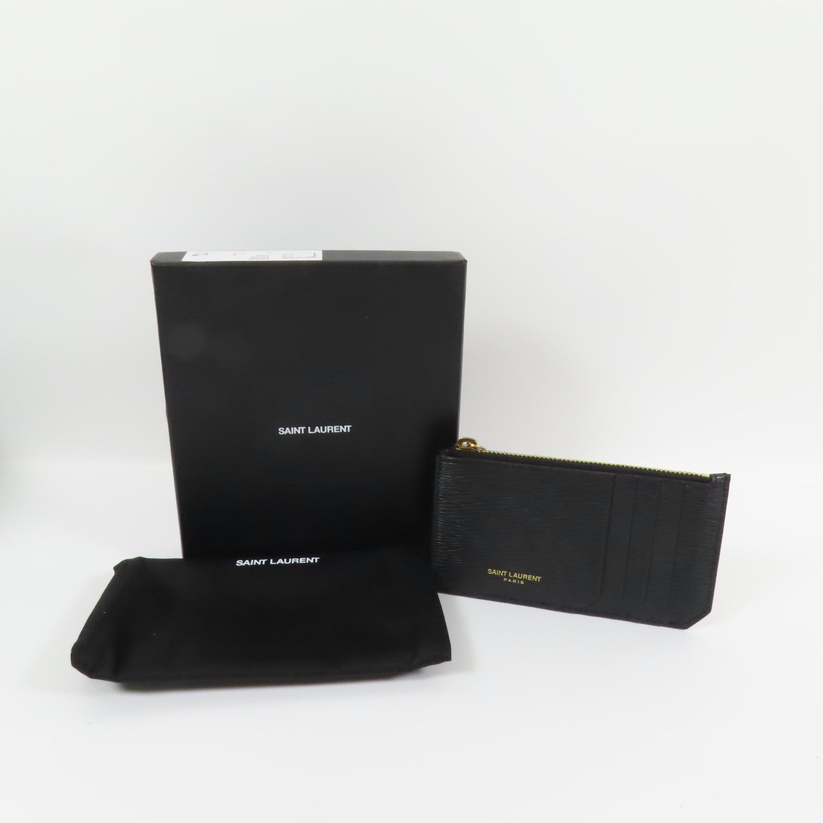 SAINT LAURENT 【激減優惠】牛皮皮革Zip Card Case金扣卡片套