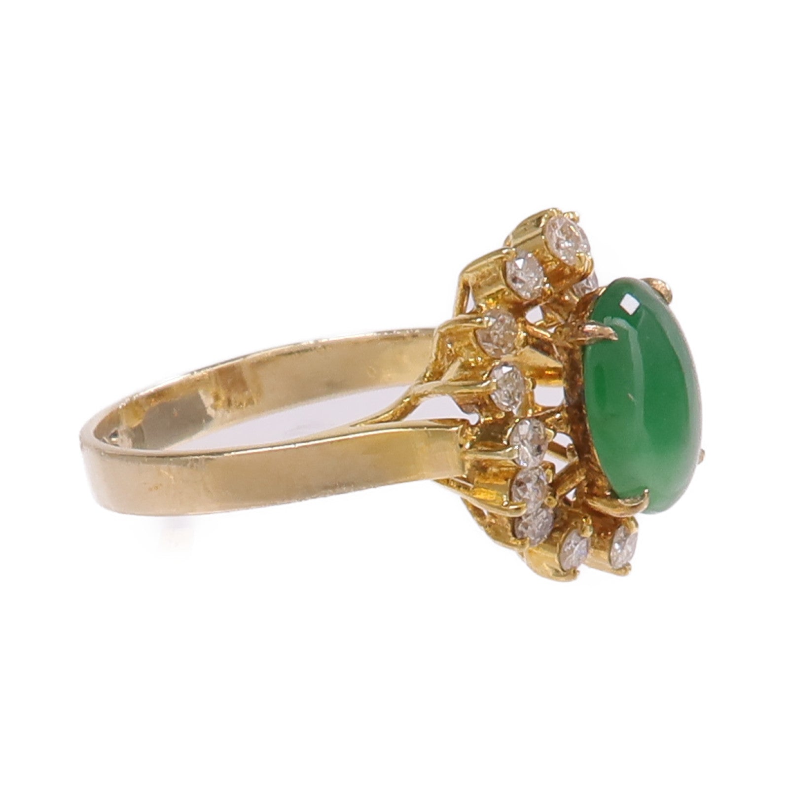 JEWELRY 【激減優惠】14K黃金Jade Diamond Ring翡翠/鑽石戒指US#3.75