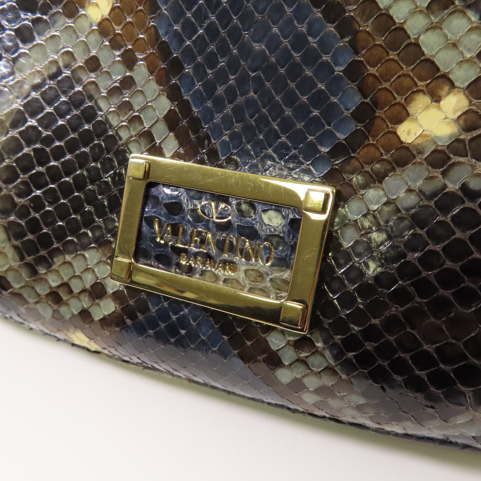 Valentino 蛇皮皮革Hand Bag金扣手挽袋