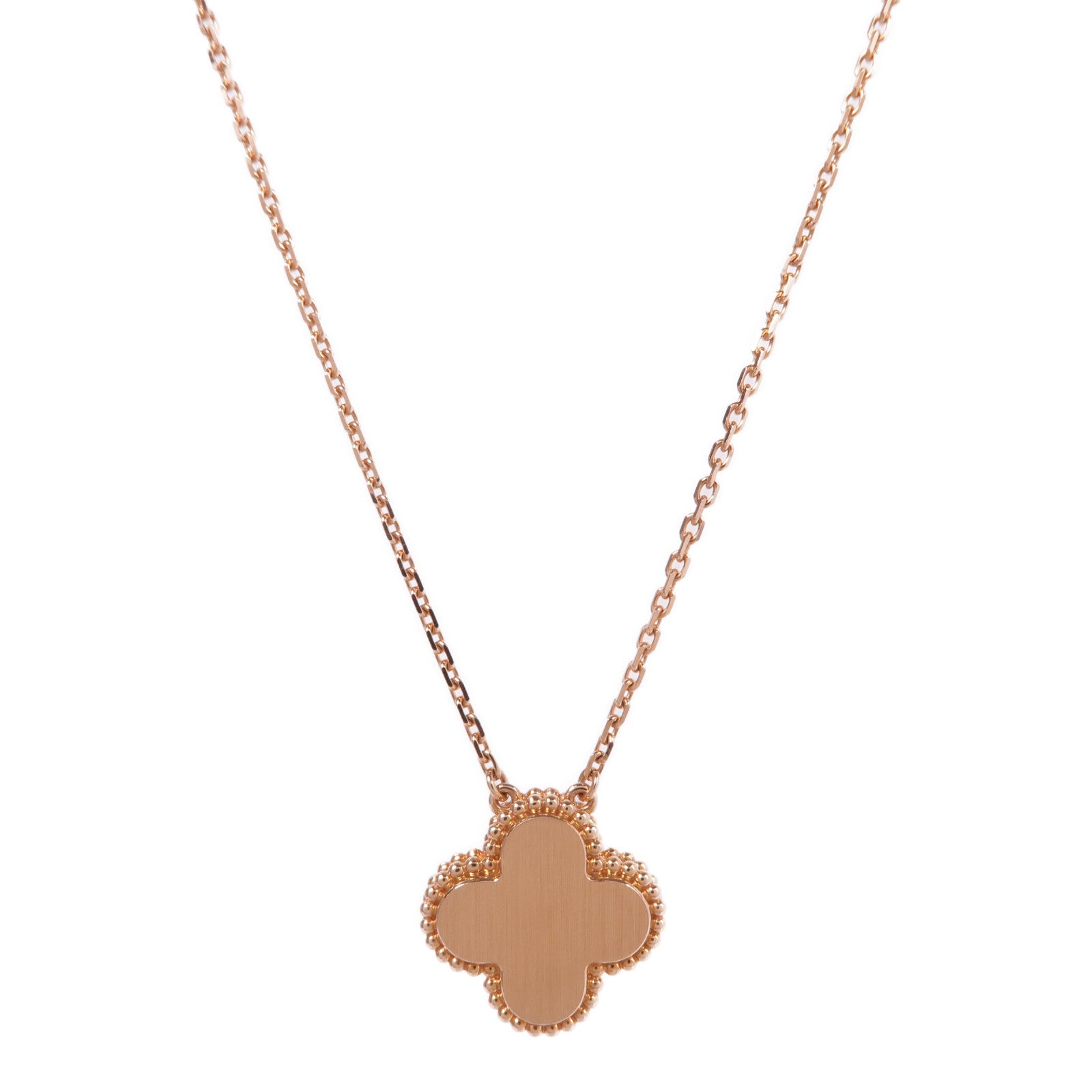 Van Cleef & Arpels 18K玫瑰金Vintage Alhambra Necklace珍珠母貝/鑽石項鍊