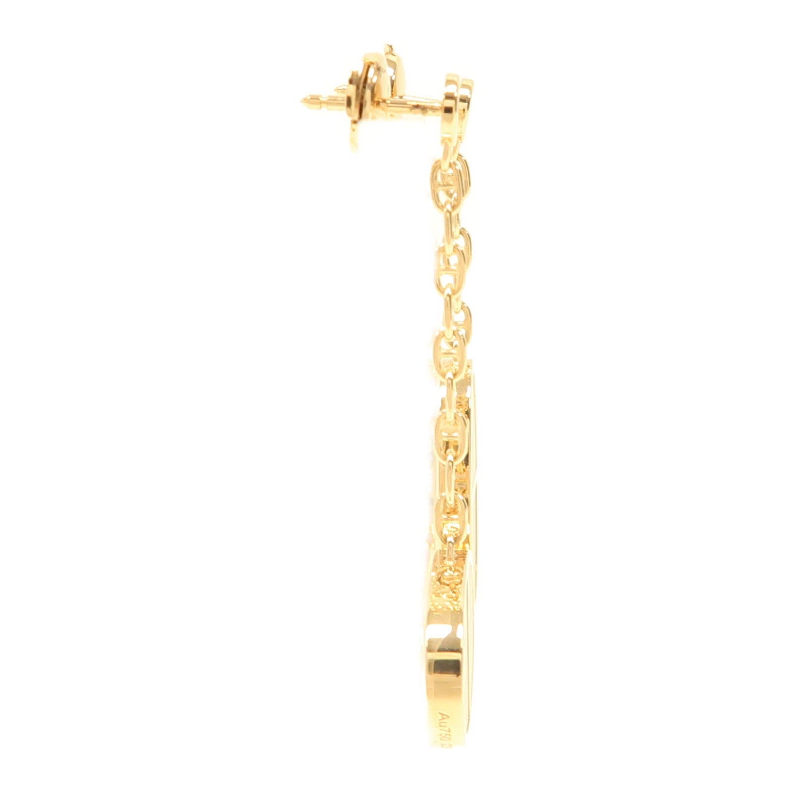 HERMES 18K黃金Chaine D'ancre Earrings耳環黑色/