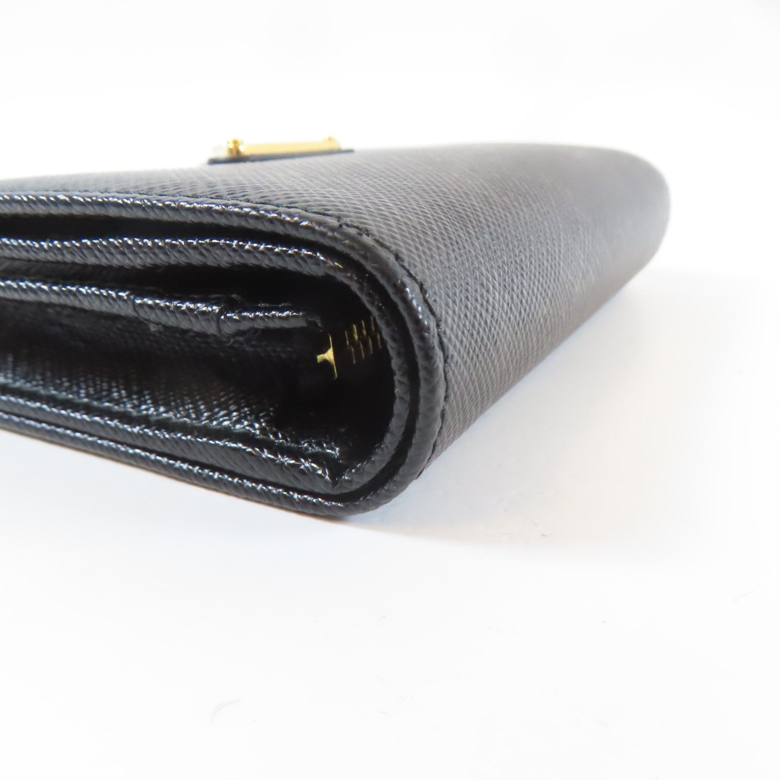 PRADA 牛皮皮革Small Wallet折叠錢包黑色
