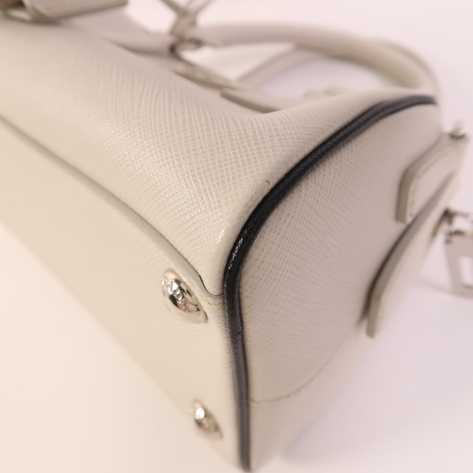 PRADA 牛皮皮革2 Way Shoulder Bag銀扣手挽肩背兩用袋