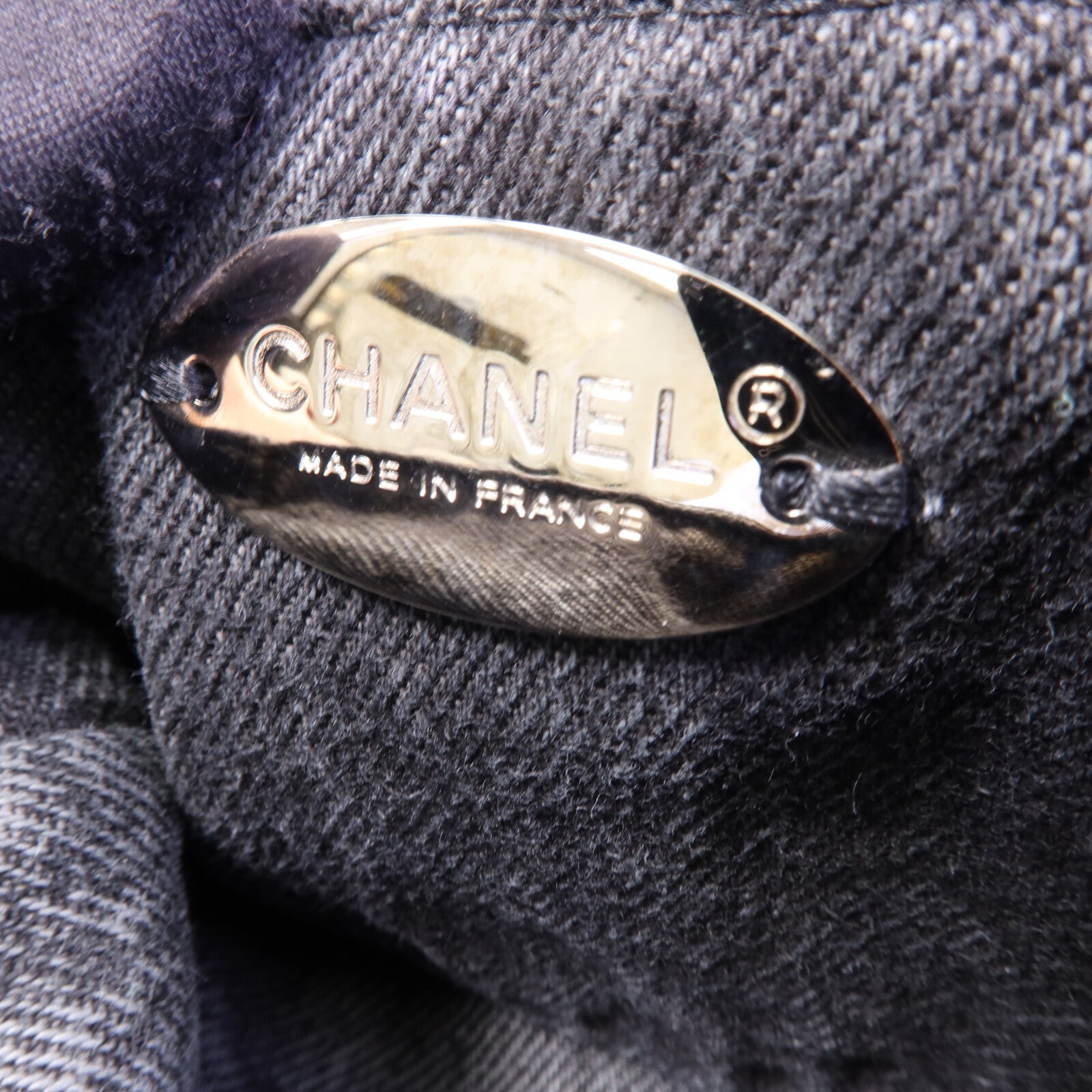 CHANEL 牛仔布Chain Shoulder Bag銀扣鏈帶肩背袋
