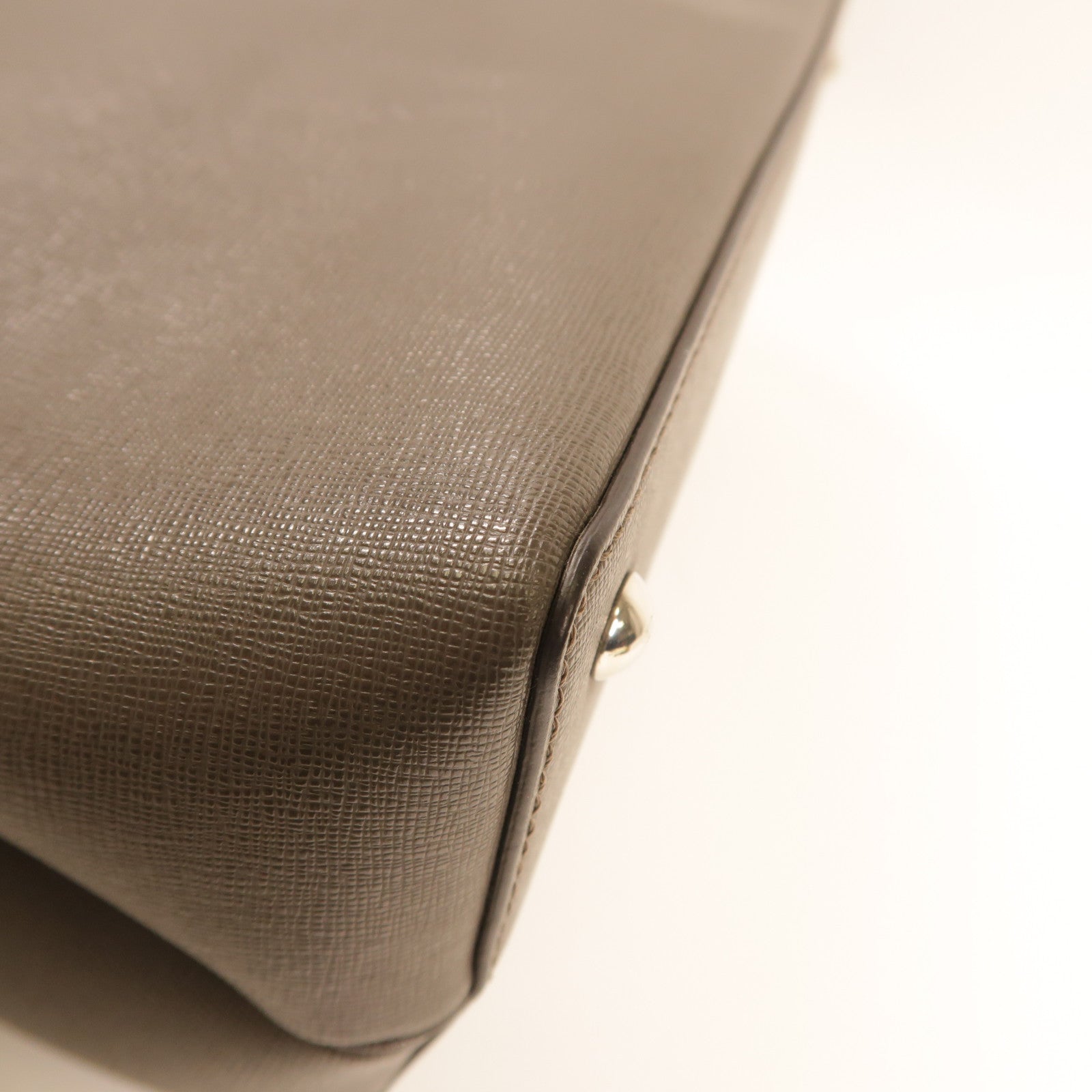 FENDI 牛皮皮革Petite 2 Jours金扣手挽肩背兩用袋灰色