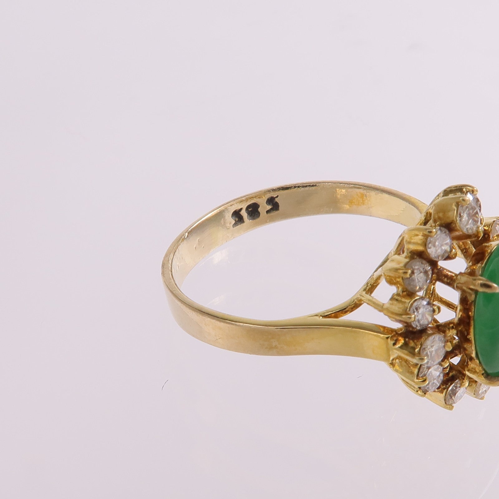 JEWELRY 【激減優惠】14K黃金Jade Diamond Ring翡翠/鑽石戒指US#3.75