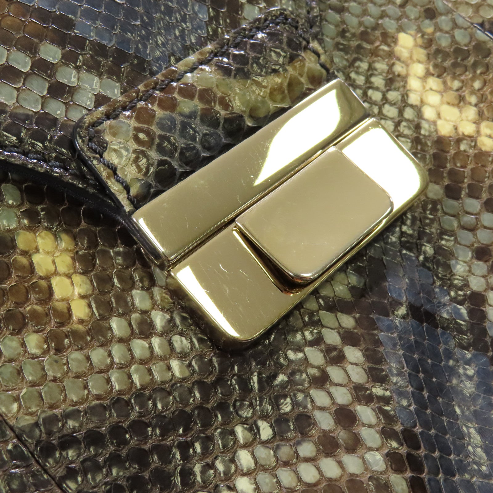 Valentino 蛇皮皮革Hand Bag金扣手挽袋