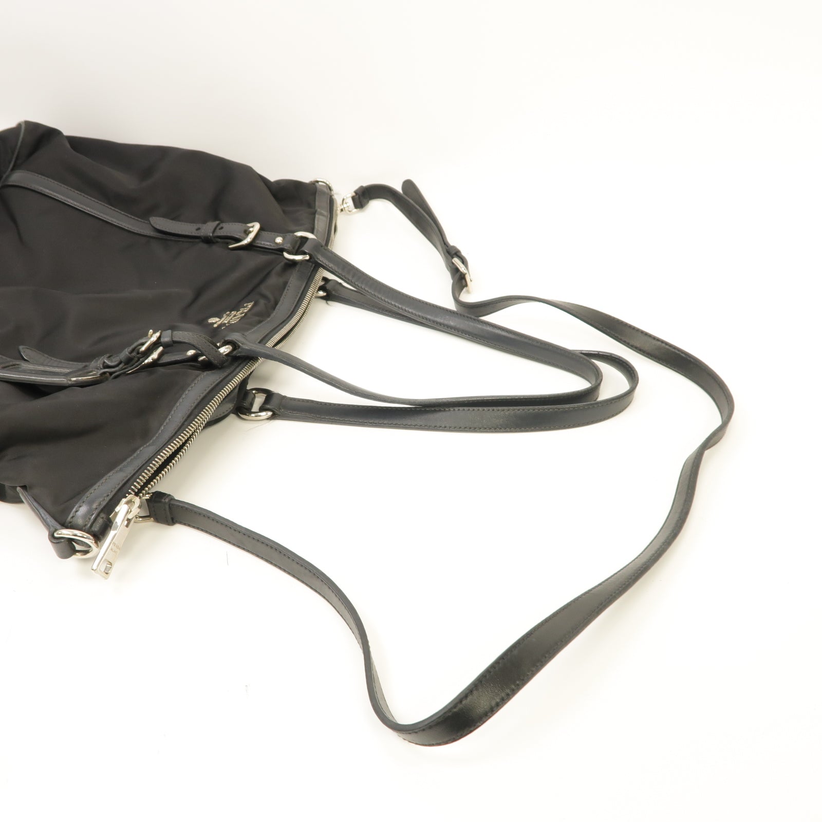 PRADA 尼龍2way Shoulder Bag銀扣手挽肩背兩用袋黑色