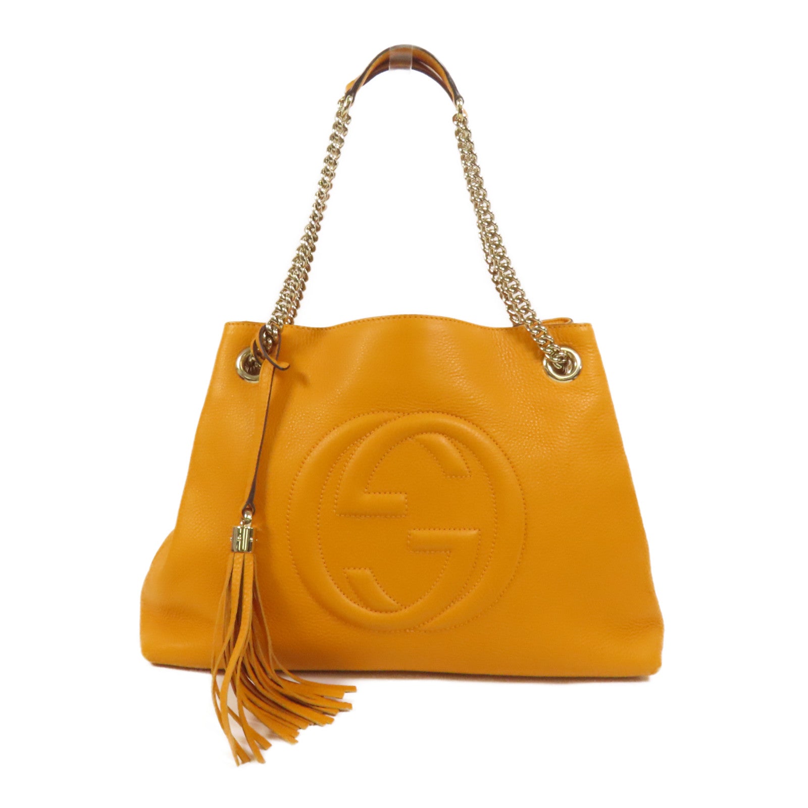 GUCCI 牛皮皮革 Soho Tote Bag鏈帶肩背袋
