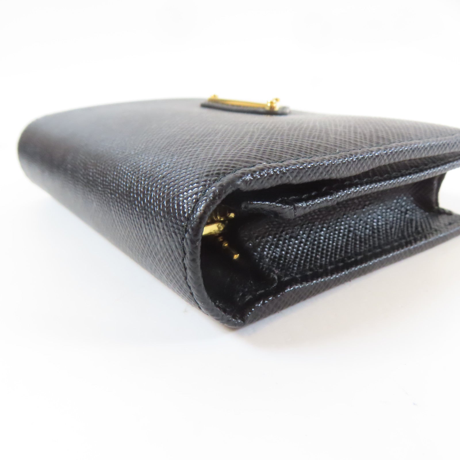PRADA 牛皮皮革Small Wallet折叠錢包黑色