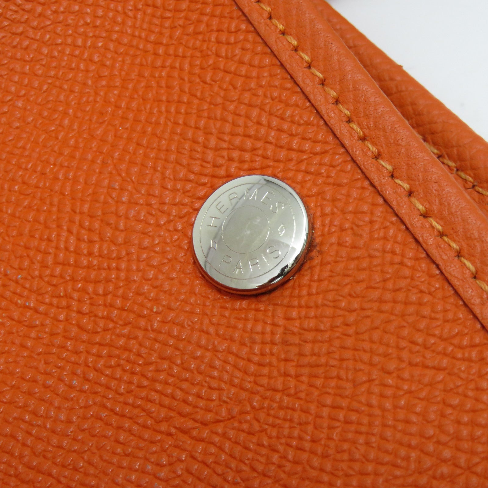 HERMES 【激減優惠】Epsom皮革GardenParty PM銀扣手挽袋Feu火焰橙色