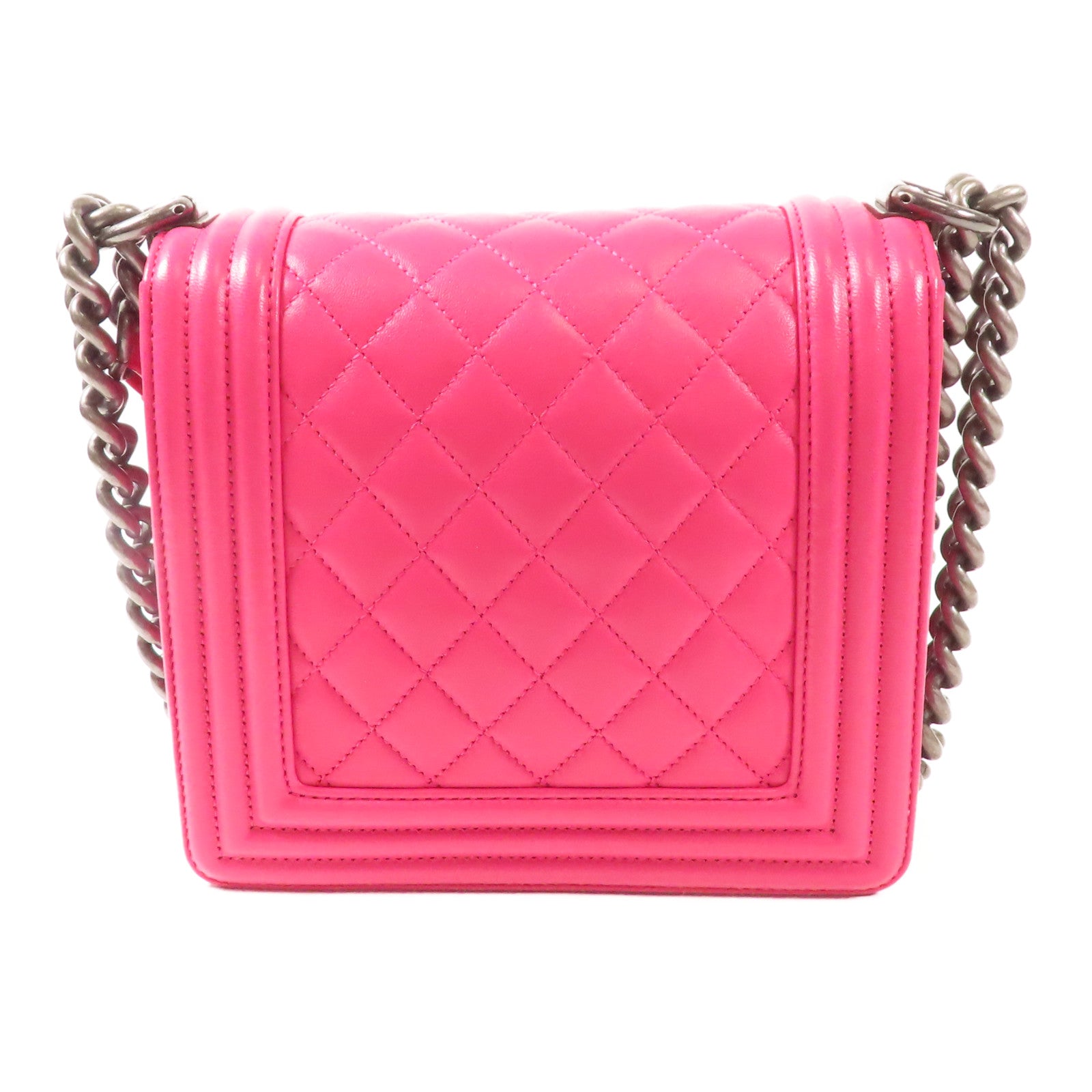 CHANEL 【激減優惠】牛皮皮革Boy Chanel銀扣鏈帶肩背袋