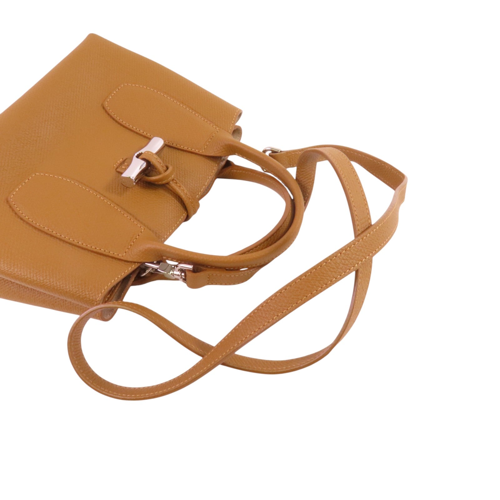 Longchamp 牛皮皮革2Way Shoulder Bag銀扣手挽肩背兩用袋