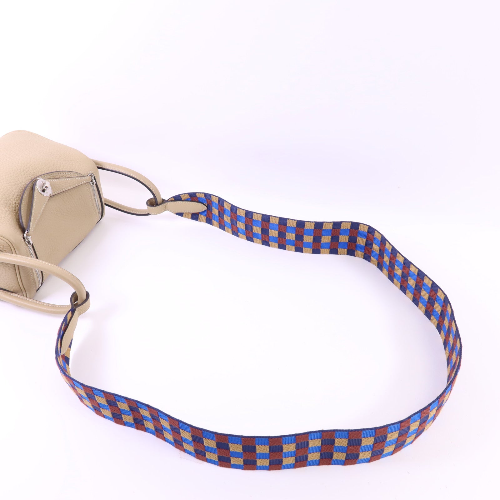 HERMES Clemence皮革Mini Lindy銀扣手挽肩背兩用袋Trench