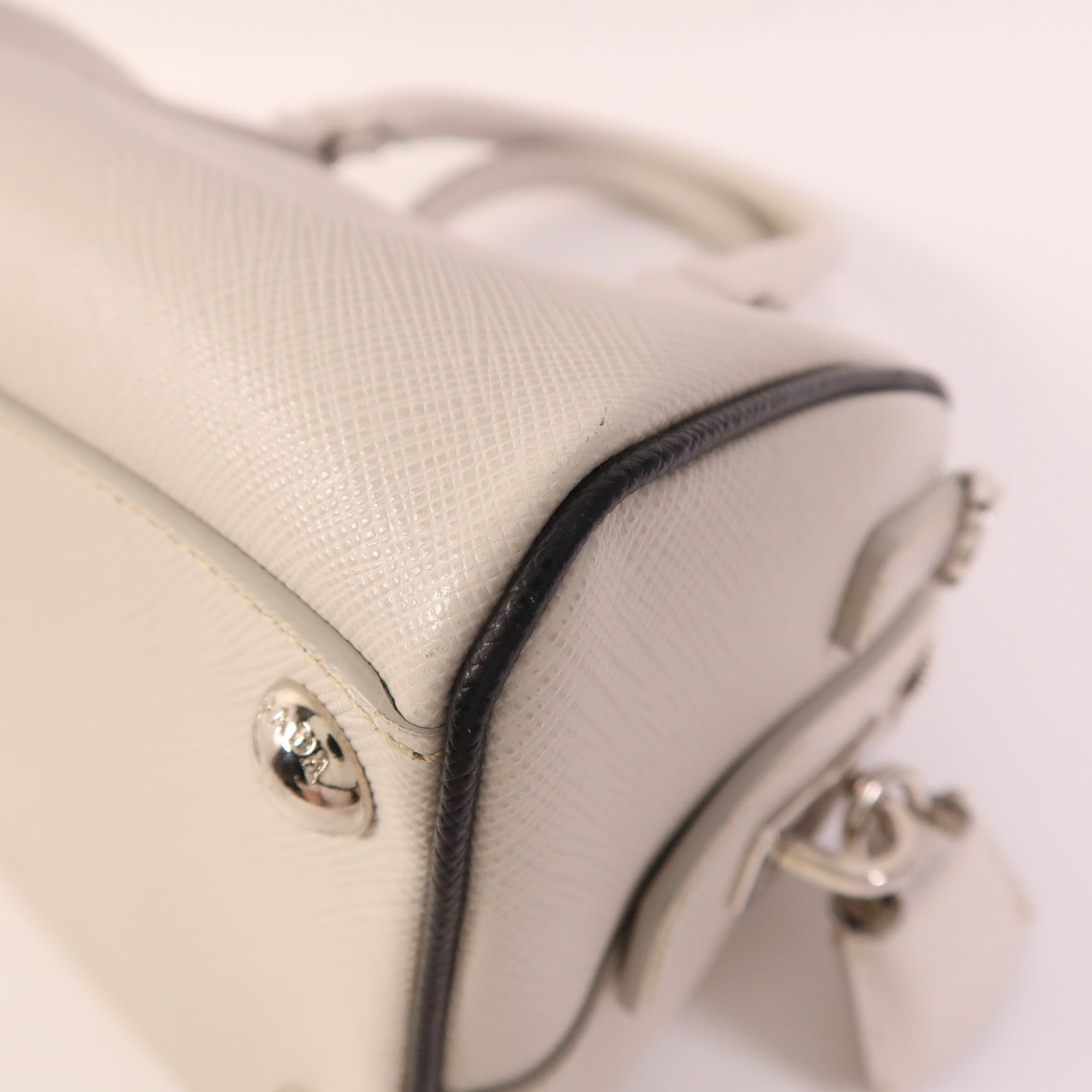 PRADA 牛皮皮革2 Way Shoulder Bag銀扣手挽肩背兩用袋