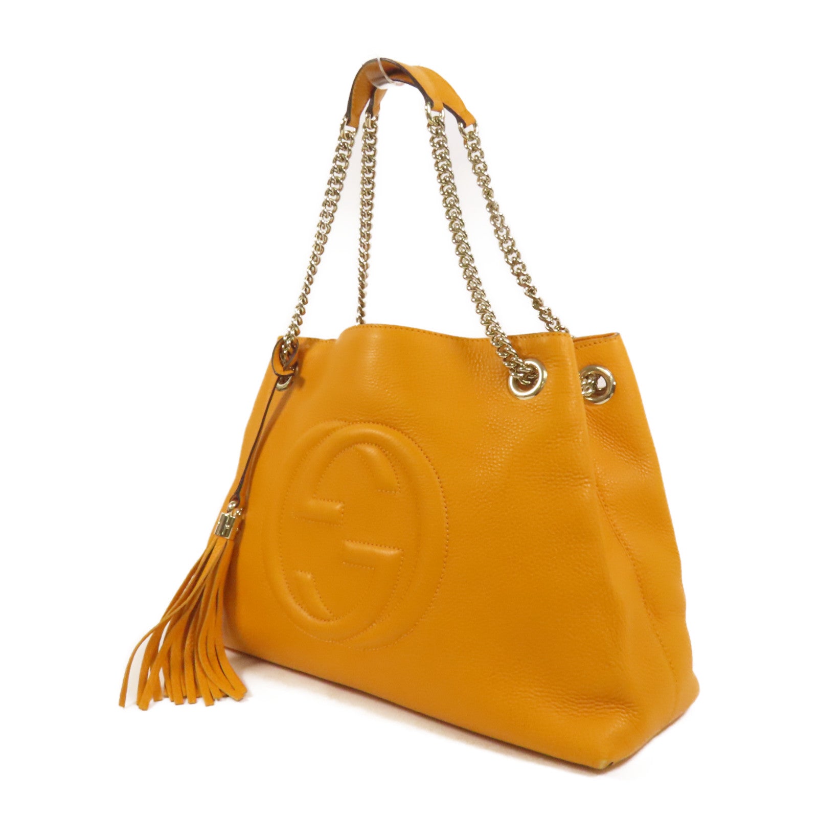 GUCCI 牛皮皮革 Soho Tote Bag鏈帶肩背袋