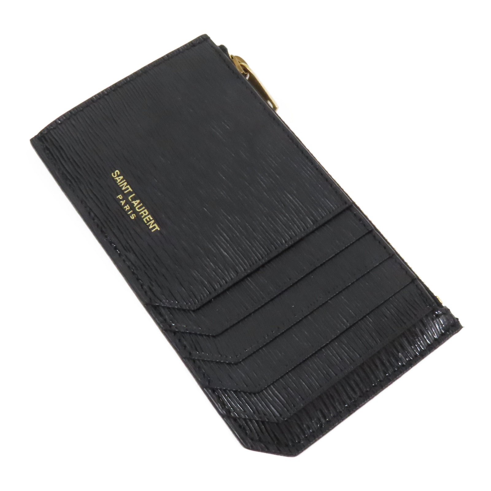 SAINT LAURENT 【激減優惠】牛皮皮革Zip Card Case金扣卡片套