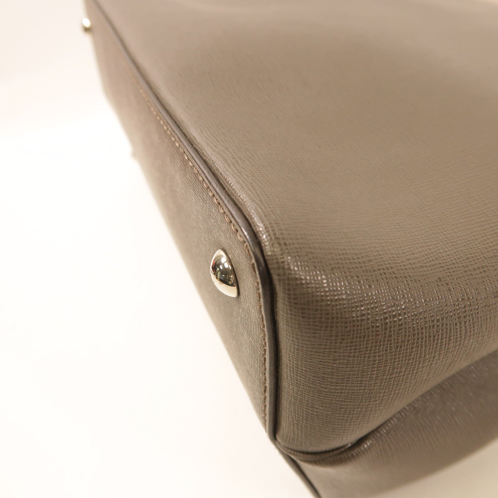 FENDI 牛皮皮革Petite 2 Jours金扣手挽肩背兩用袋灰色