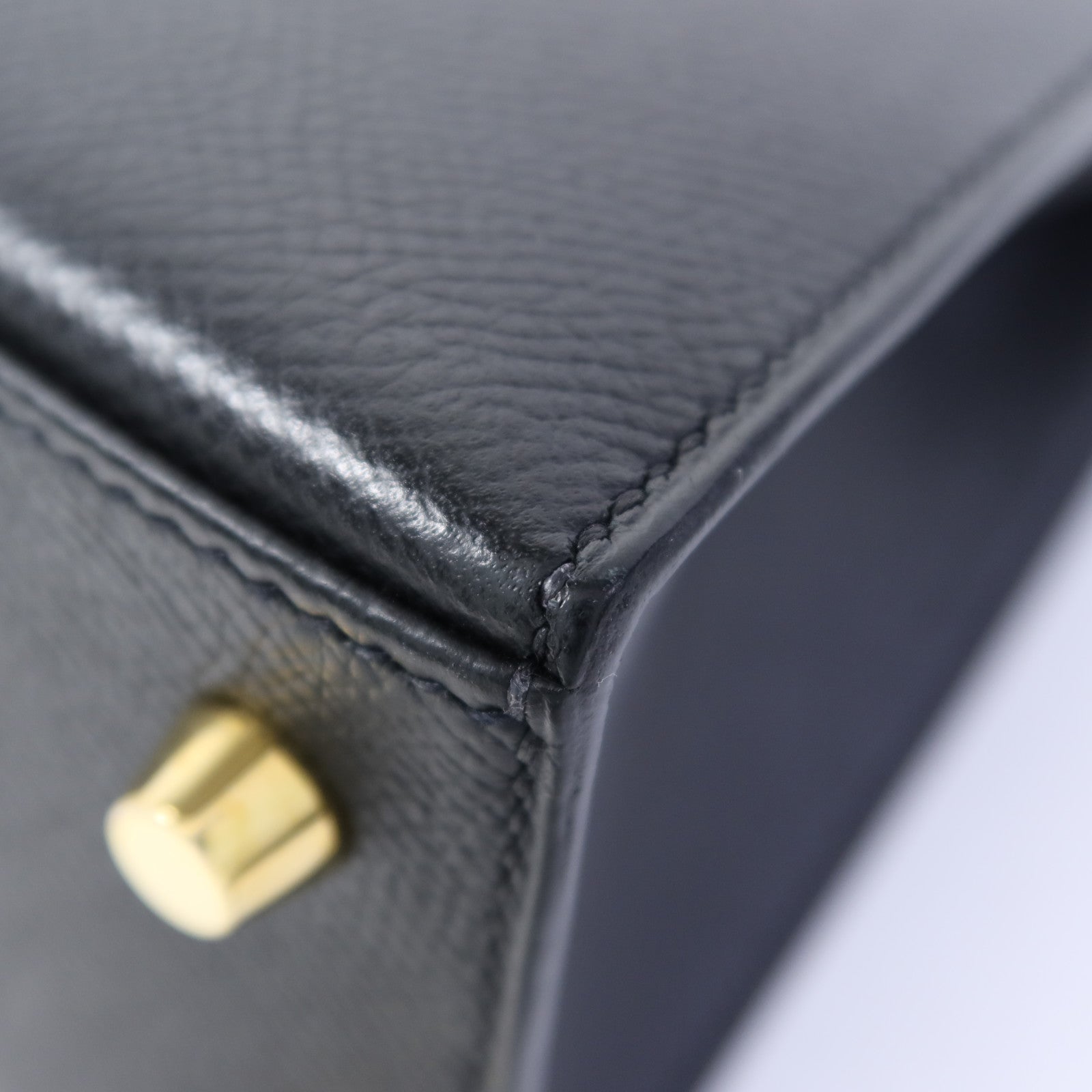 HERMES Epsom皮革Kelly 25金扣手挽肩背兩用袋Noir