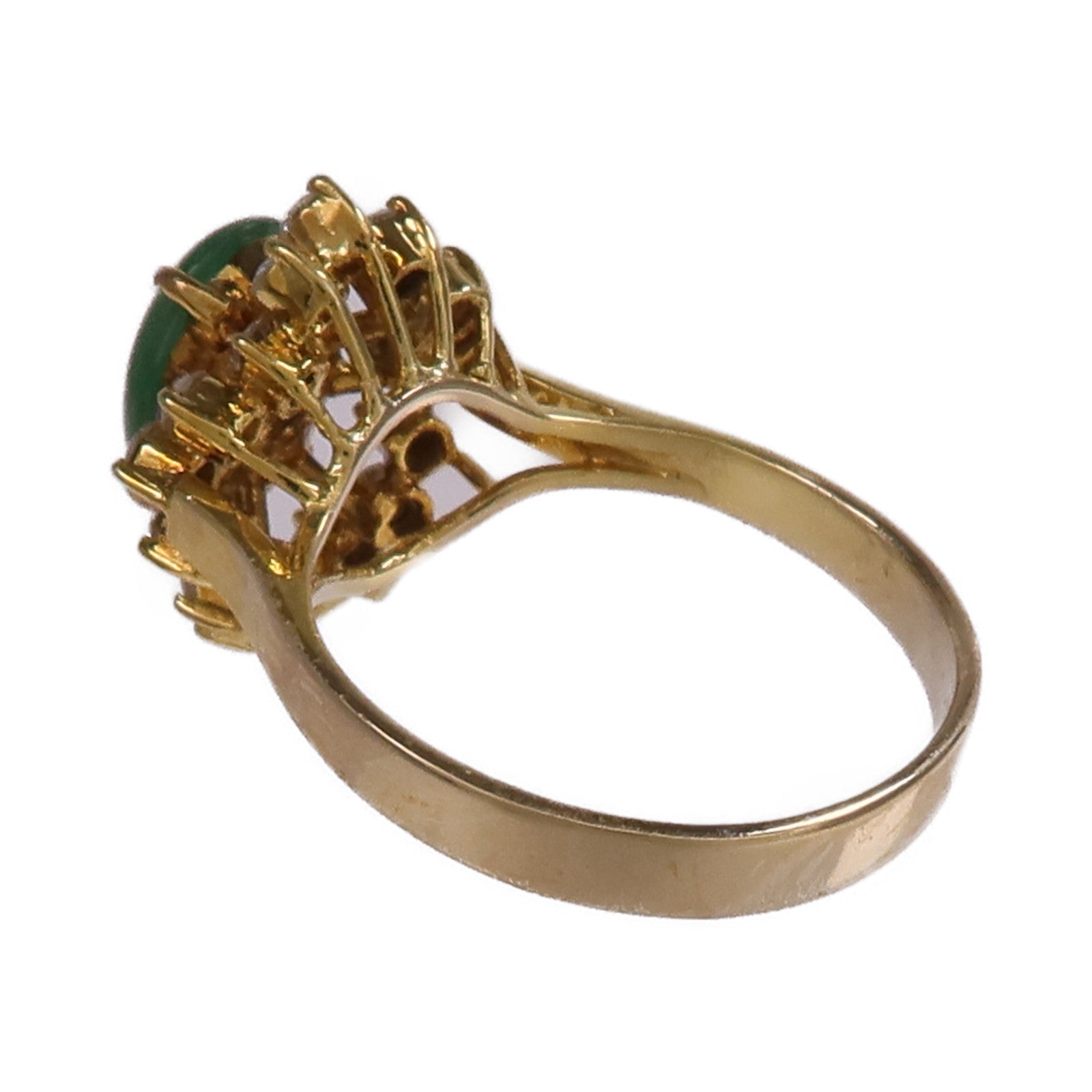 JEWELRY 【激減優惠】14K黃金Jade Diamond Ring翡翠/鑽石戒指US#3.75