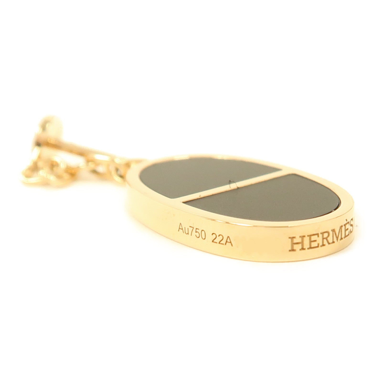 HERMES 18K黃金Chaine D'ancre Earrings耳環黑色/