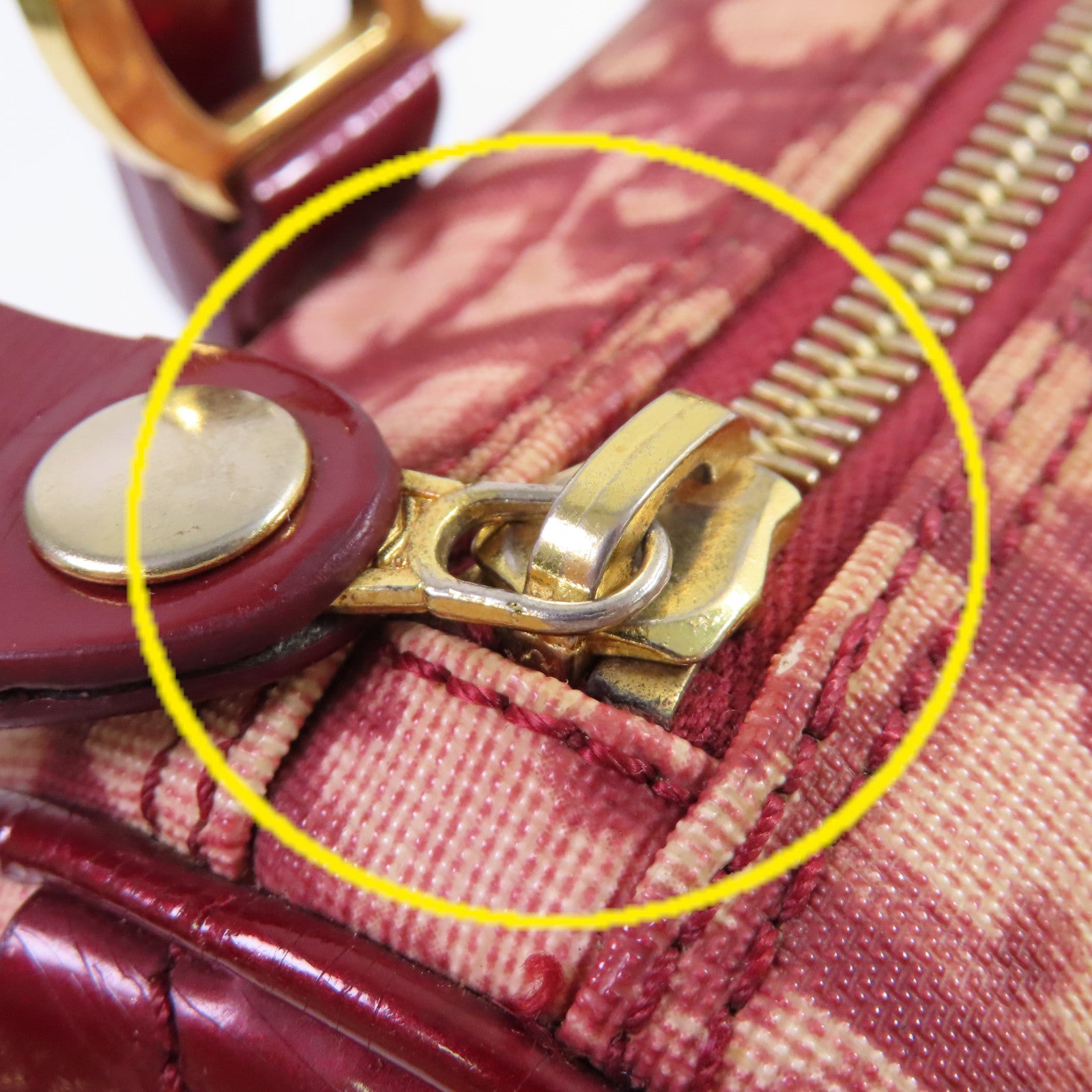 Dior Oblique塗層帆布Dior Handbag金扣手挽袋酒紅色